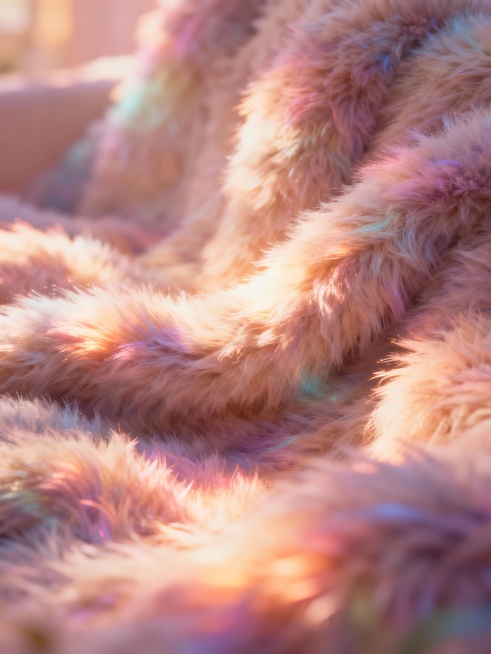 一个以温暖柔和的毛绒质感为核心视觉特征的光芒特效，光线呈现出蓬松、柔软的触感，仿佛由细密的绒毛编织而成，边缘带有轻微的模糊晕染效果，整体散发着温暖而梦幻的光晕，色彩柔和不刺眼，光线的流动感自然且富有层次感，营造出一种亲切、舒适又带有奇幻色彩的视觉氛围。预览效果