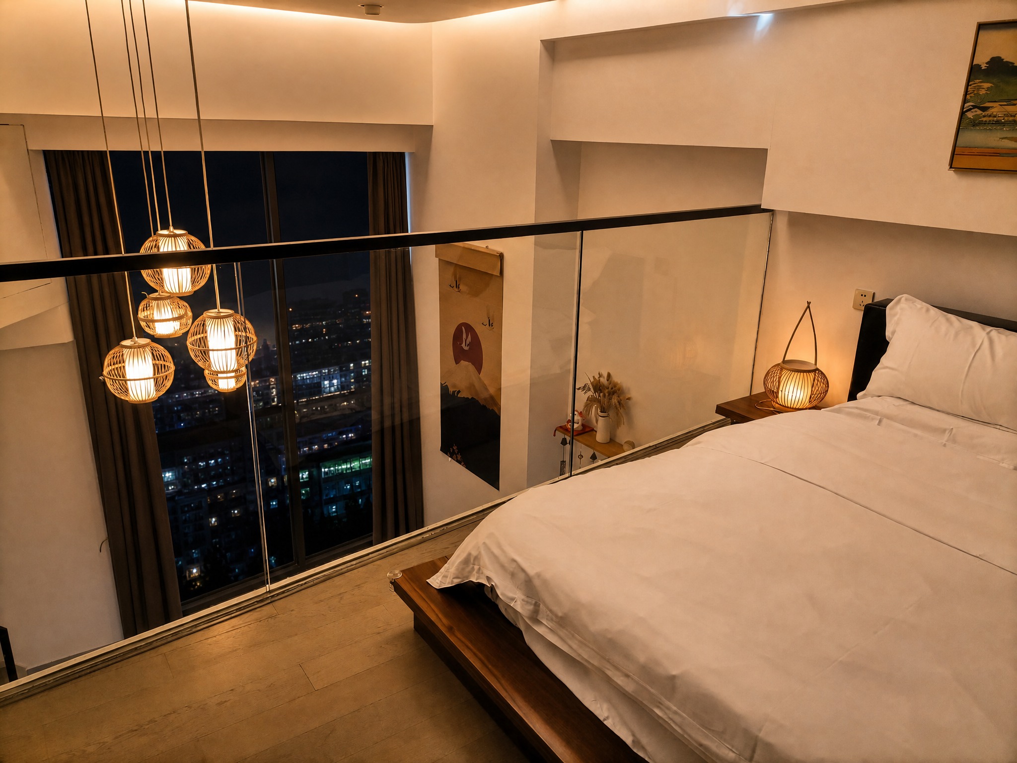 添加天黑滤镜效果，窗外是黑夜，整体呈现夜晚氛围，但房间内部要明… - 图片创意预览