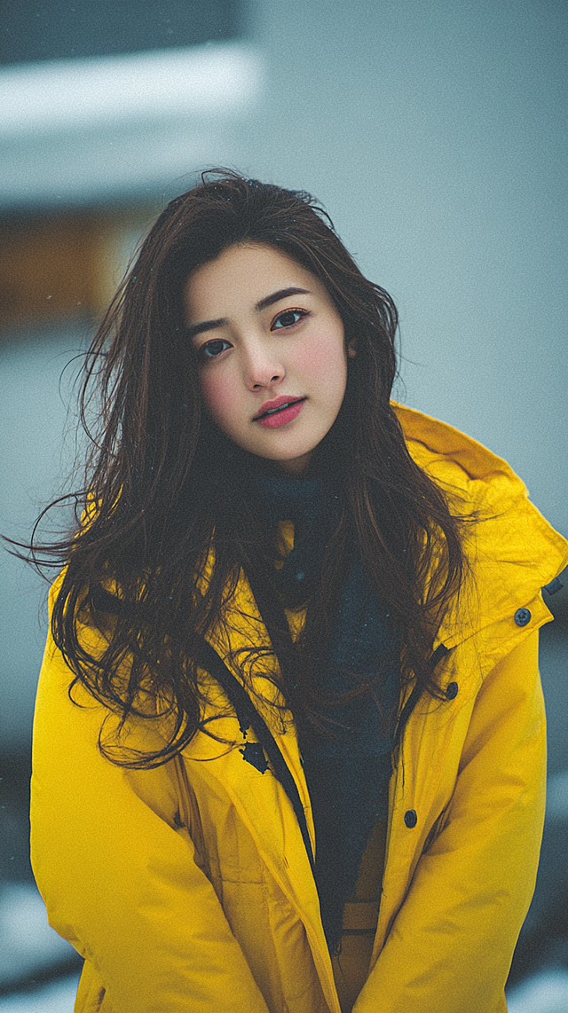 将参考图中的年轻女性面部轮廓、眼、鼻、唇形严格复制，完美身材，不用围巾，生成8张人物冬装图片，漂亮大方得体的户外冬装，不要羽绒服，不要带帽子的衣服，衣服不要太臃肿，不要雪景，写实，真实摄像，8K高清画质，电影级色彩校准，温暖色调，对比度适中，画面构图平衡，生成8张图片，9:16