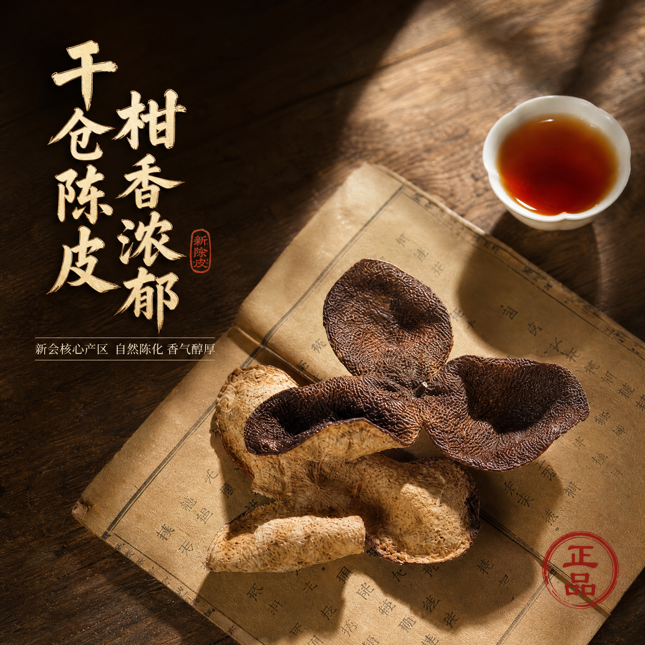 [主图-1] 主题：干仓陈皮 柑香浓郁。首图主打品质感与食欲感… - 图片创意预览
