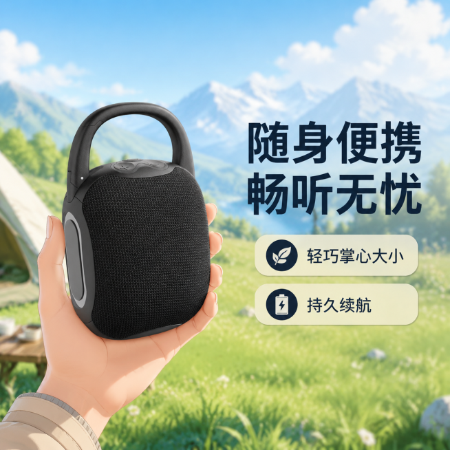 「图片1」，生成一套主图（5张），商品名称是蓝牙音箱，卖点是双振膜重低音，高清音质，便携，风格是动漫，适配拼多多平台，主图比例为1:1「图片1」「图片1」「图片1」「图片1」预览效果