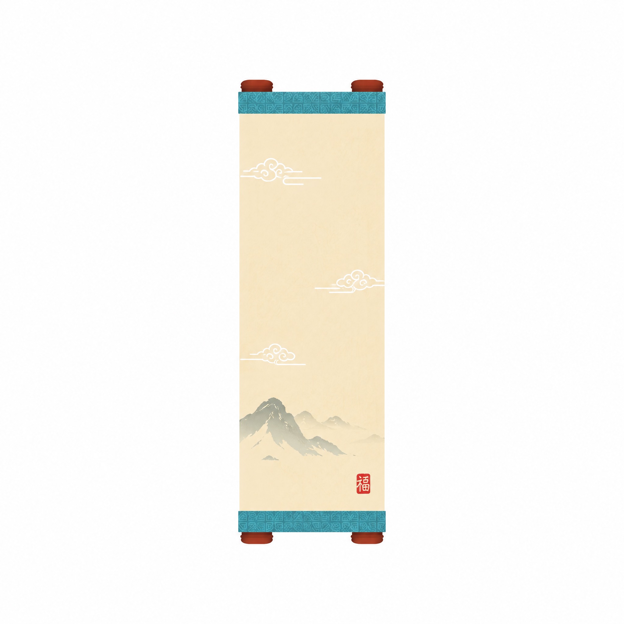 参考图中的中国风卷轴插画风格，重新设计画面内容，保持扁平插画风… - 图片创意预览