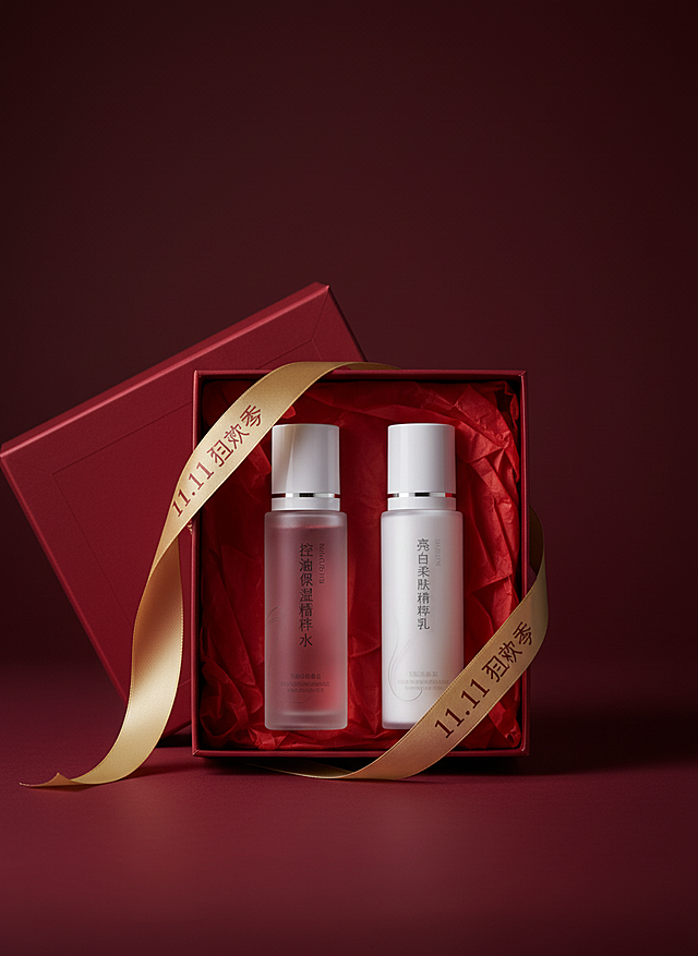 美容美妆轻奢商品容器！将商品一件装入礼盒