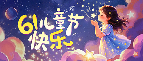 六一儿童节节日祝福梦幻卡通风通用微信公众号首图