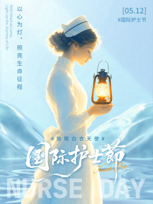 512国际护士节节日祝福浅蓝梦幻插画静谧圣神小红书配图预览效果