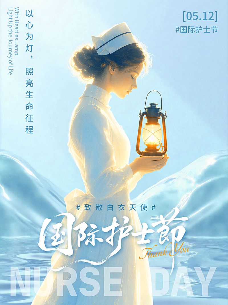 512国际护士节节日祝福浅蓝梦幻插画静谧圣神小红书配图