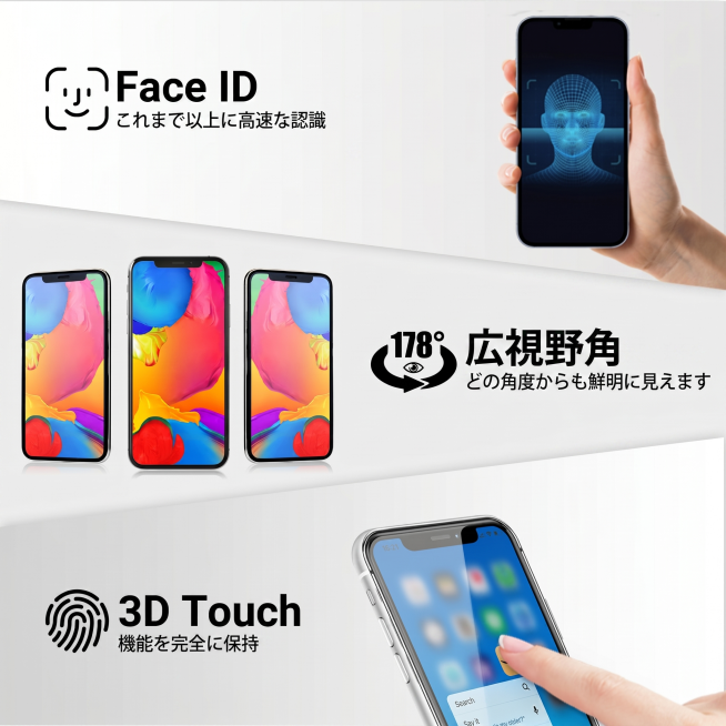 将图片里的英文全部翻译成日语，保留原图片构图和所有元素不变，文字替换为对应的日语翻译：
1. Face ID -> Face ID，Recognition as fast as ever -> これま预览效果
