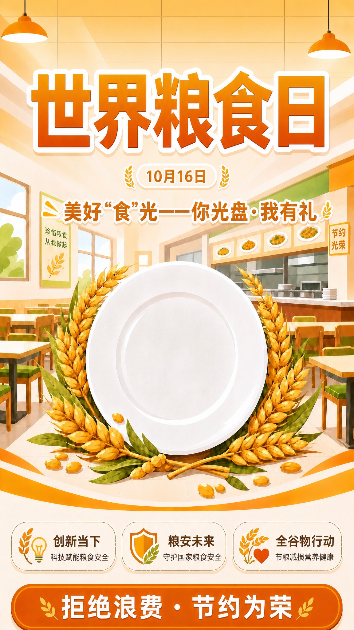基于参考图修改海报上半部分：1）去掉"创新当下，粮安未来"这一… - 图片创意预览
