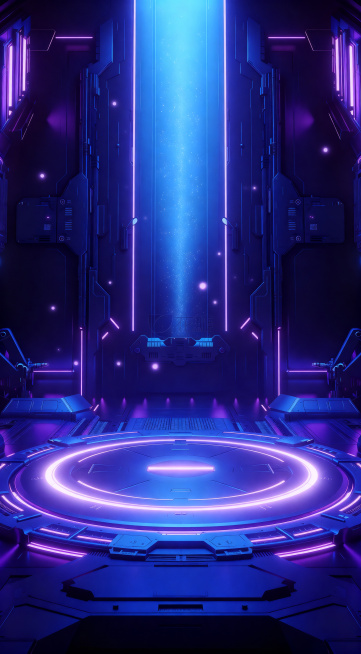 基于原图赛博霓虹科技风，生成高清4K版本，保留原图结构和紫蓝色调，提升清晰度和细节质感预览效果