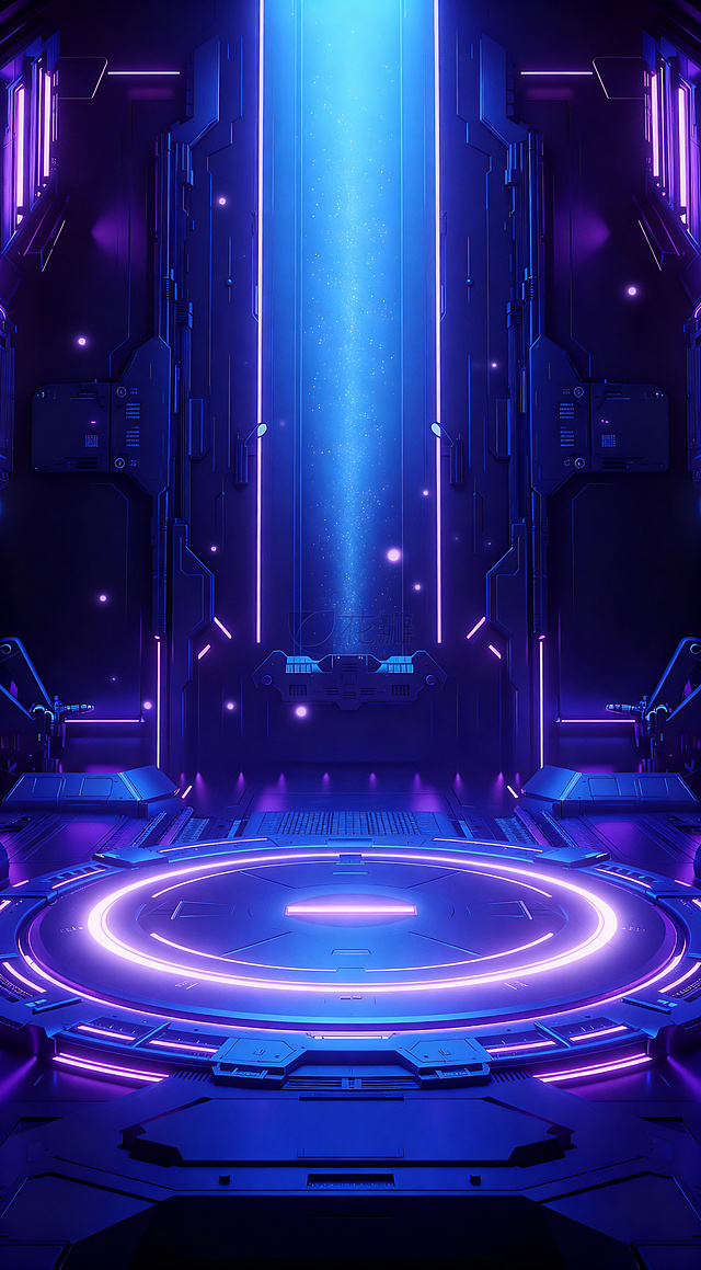 基于原图赛博霓虹科技风，生成高清4K版本，保留原图结构和紫蓝色调，提升清晰度和细节质感