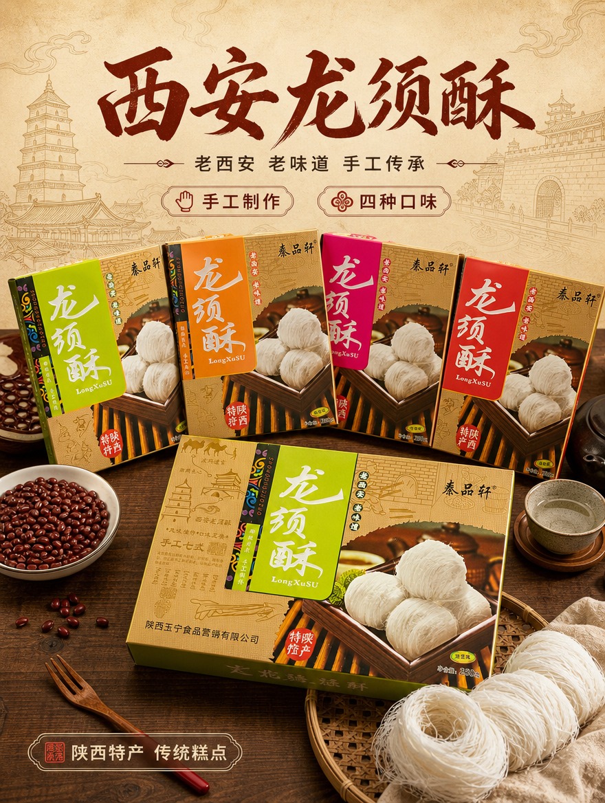 [商品] 使用【图1】两盒龙须酥（绿豆味绿盒 + 原味红盒）及… - 图片创意预览