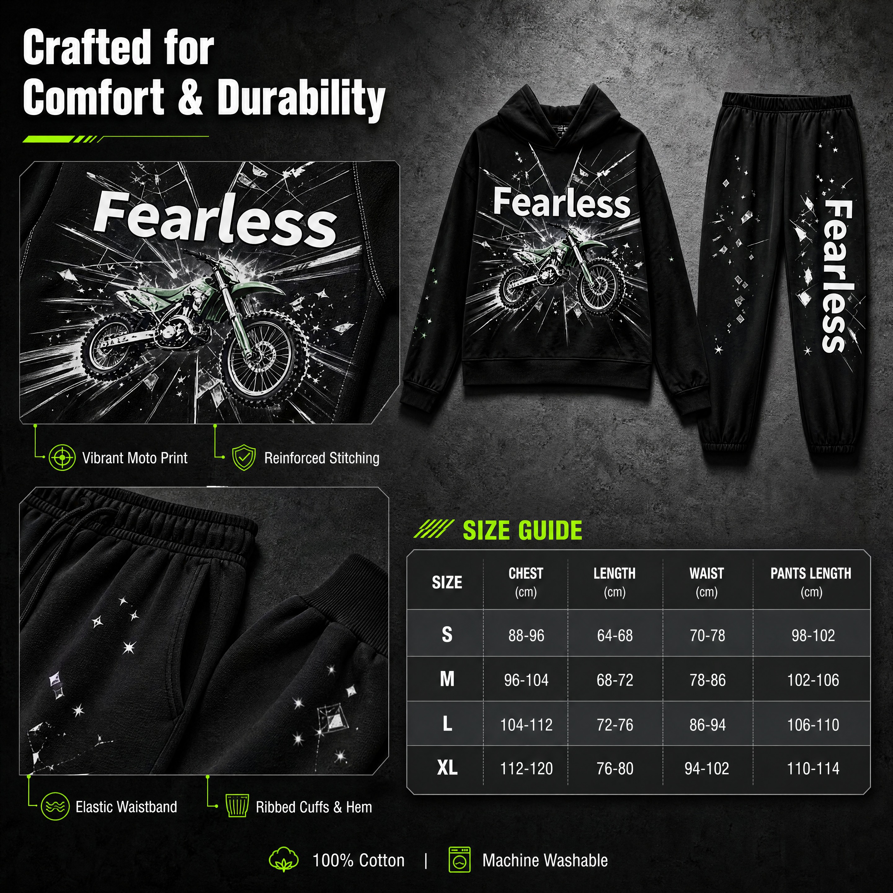 [商品] 使用【图1】黑色Fearless越野摩托印花连帽卫衣… - 图片创意预览
