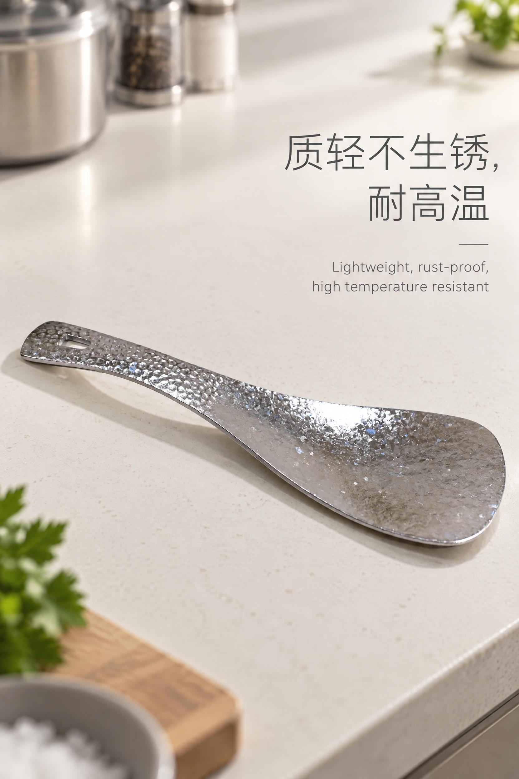 [商品] 使用【图2】银色纯钛饭勺；严格还原20*7cm尺寸与… - 图片创意预览