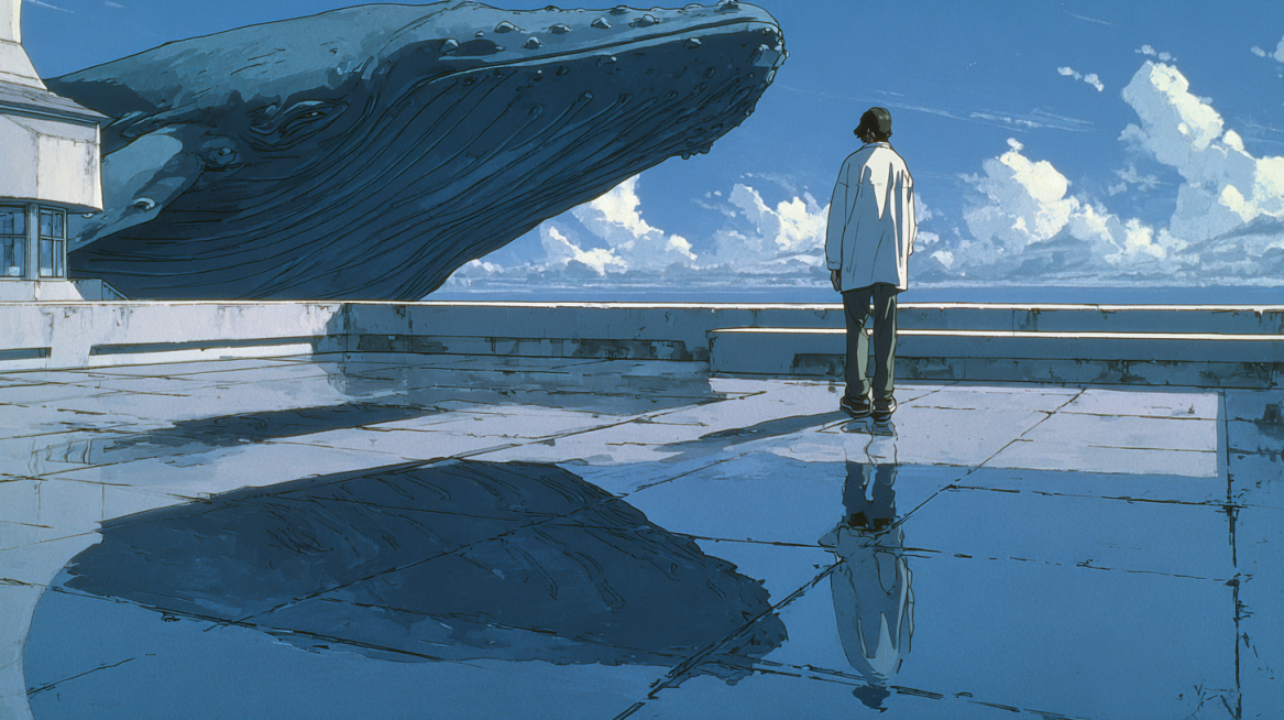 full shot, 1995 high-end anime aesthetic. Smooth, polished Cel-shading. The young man stands on the预览效果