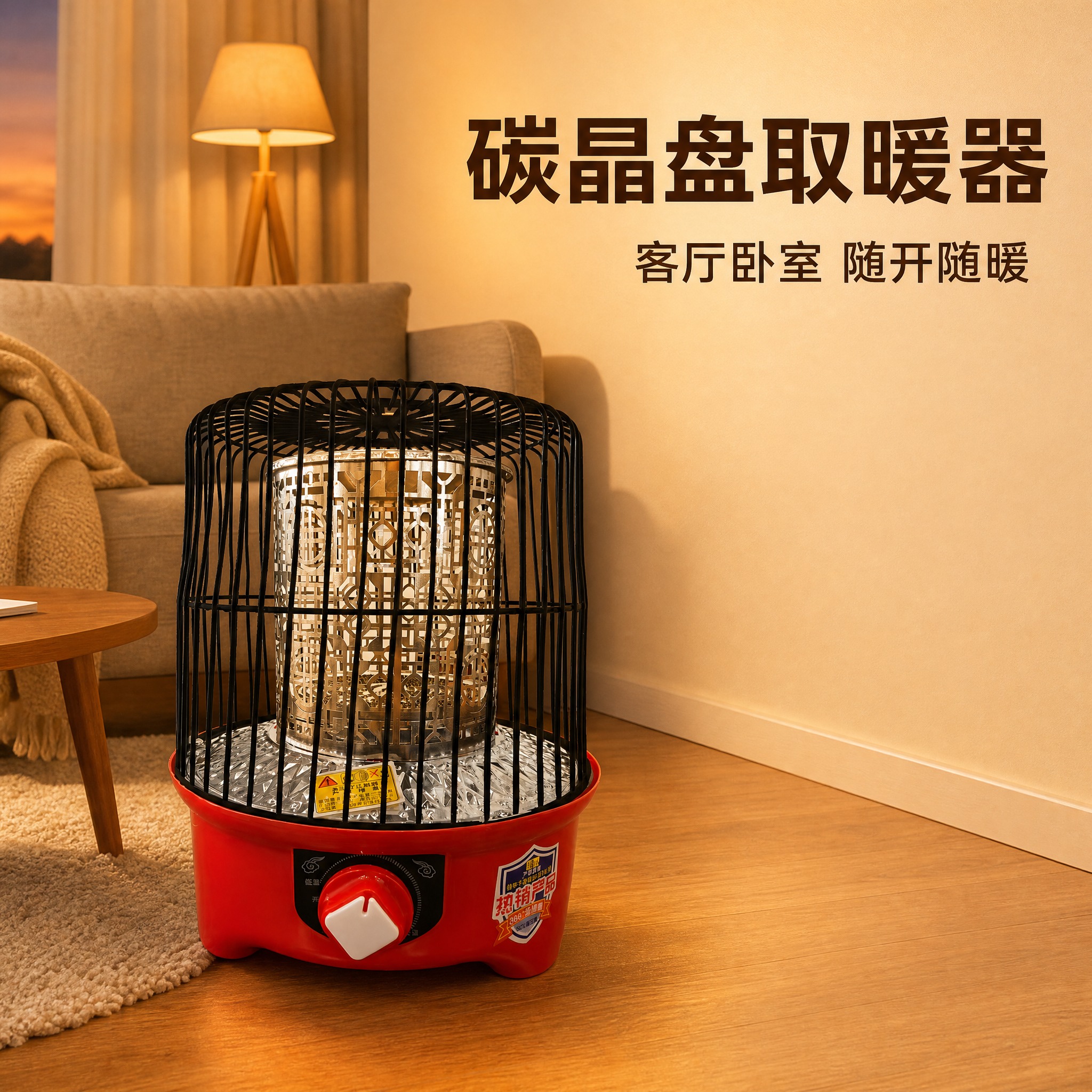[主图-1] 碳晶盘取暖器 商品识别 客厅温馨场景。严格保留用… - 图片创意预览