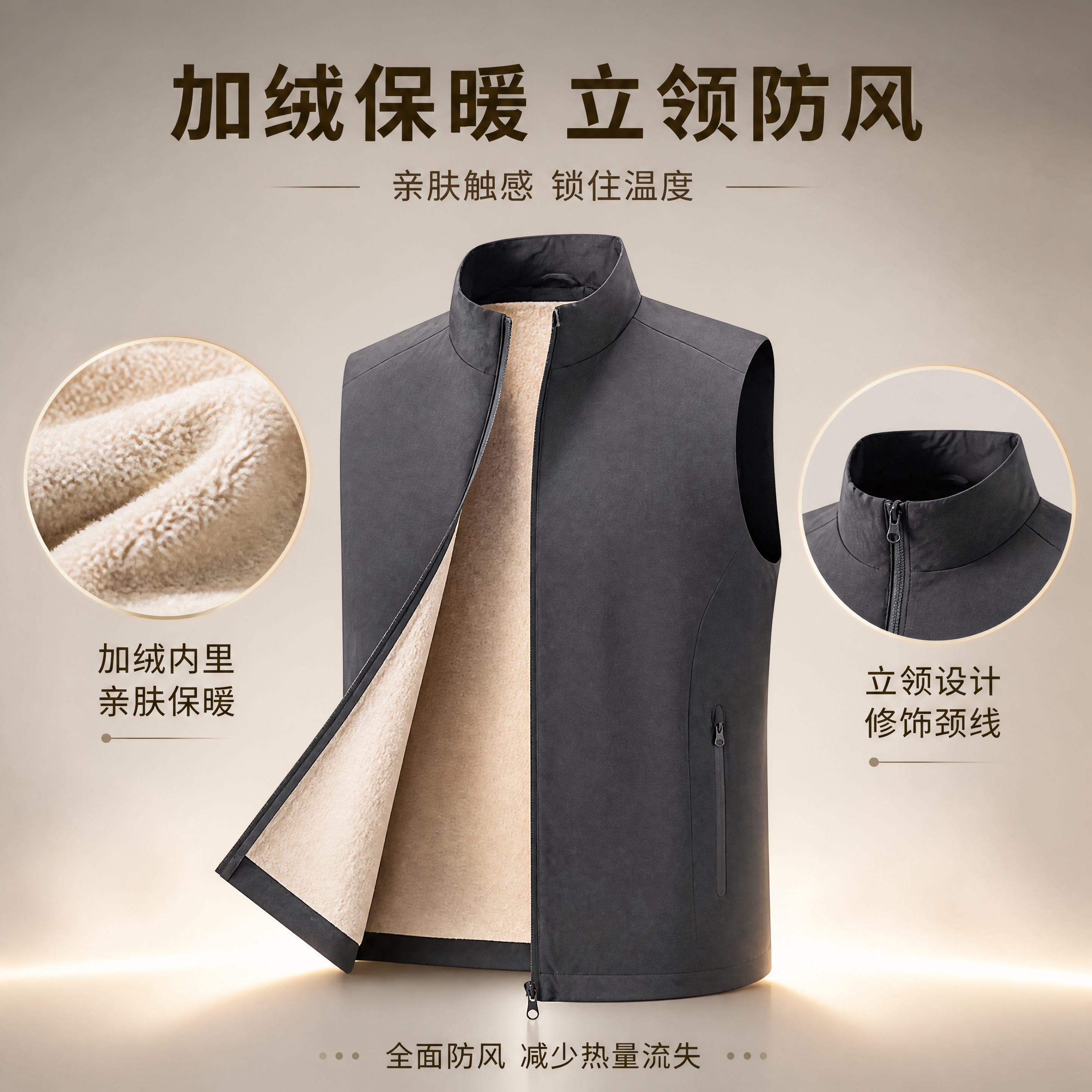 [第5张] 防风保暖结构页-内里加绒+立领设计展示。本张使用【… - 图片创意预览