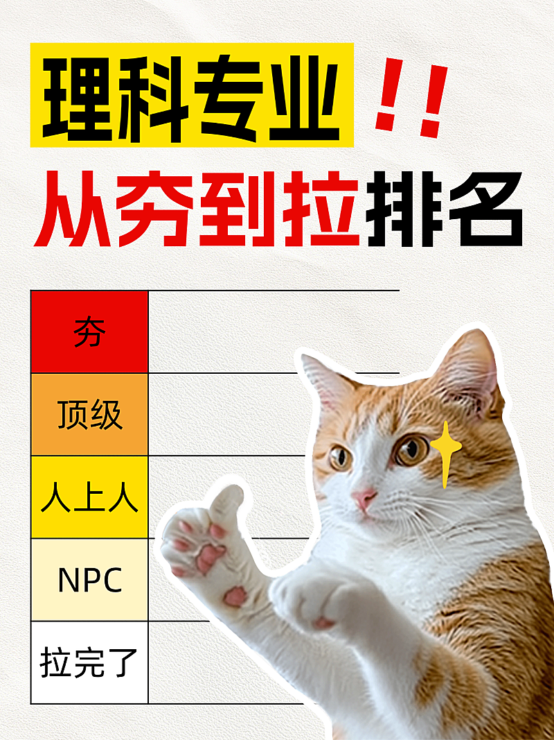 高考志愿填报理科专业从夯到拉排名吸睛大字风小红书封面