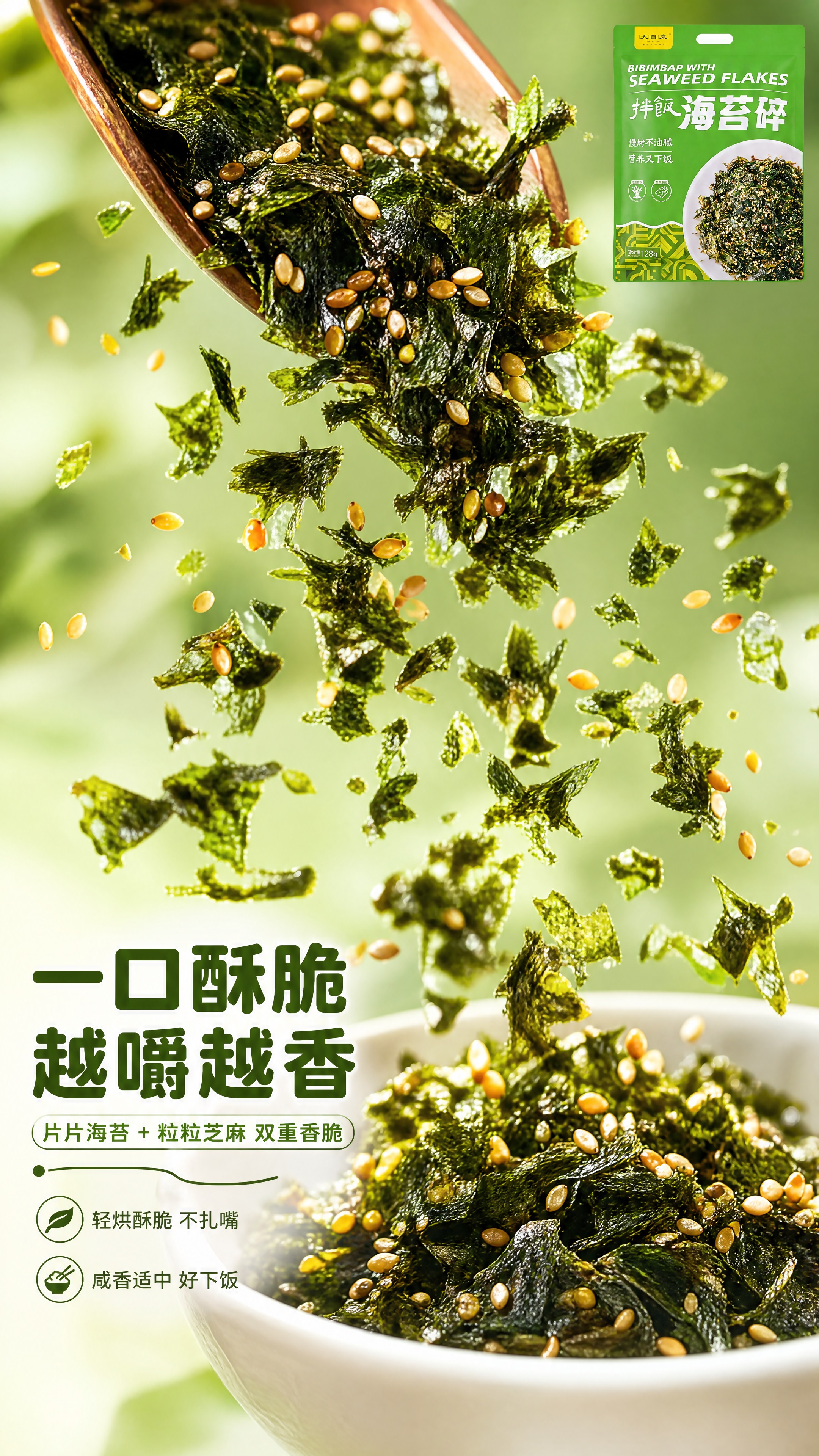 [商品] 第4张·口感质地特写。目标：展现海苔碎的酥脆质感与芝… - 图片创意预览
