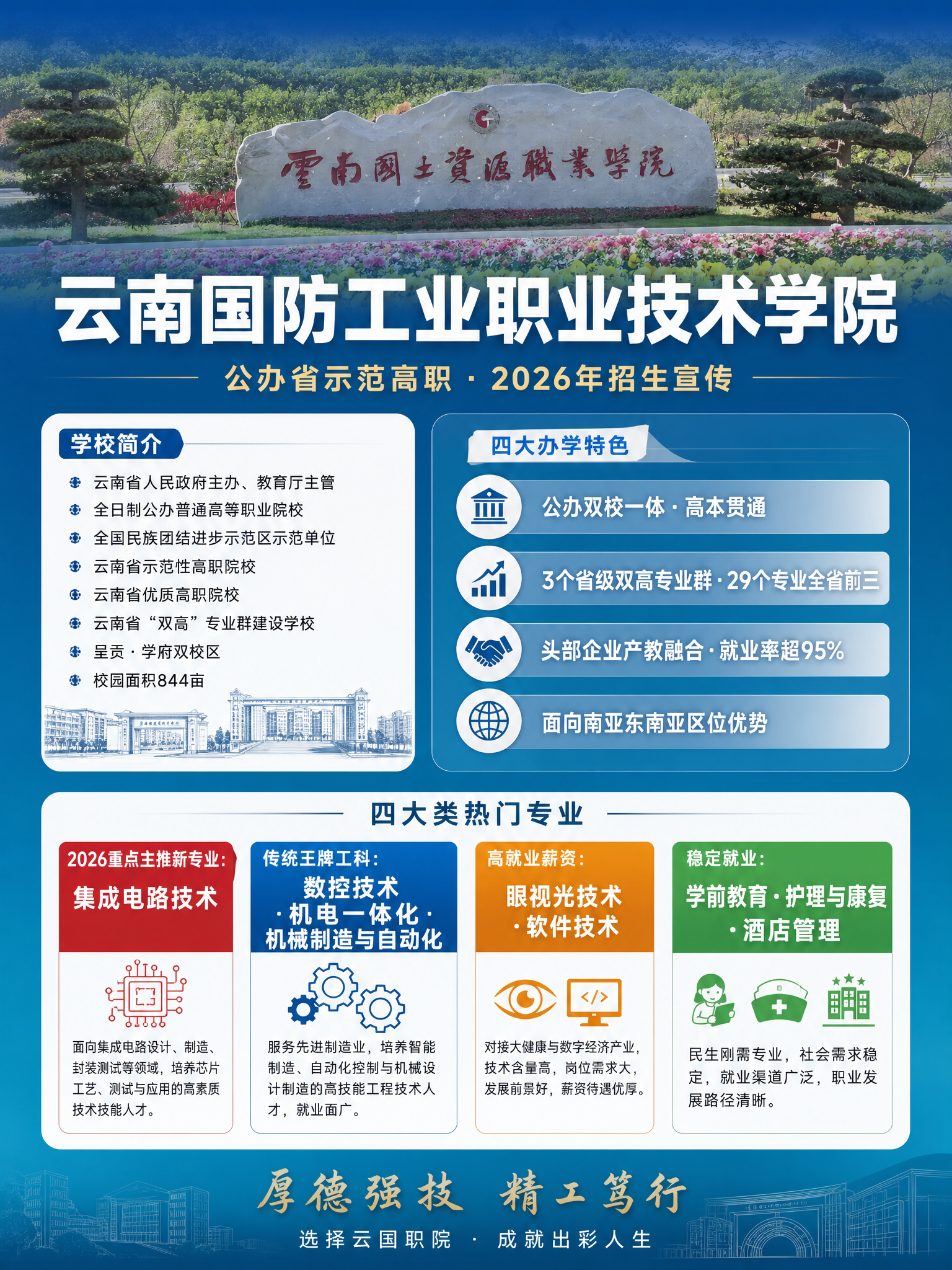 公办高等职业院校招生宣传海报，竖版3:4比例，正式大气风格，蓝… - 图片创意预览