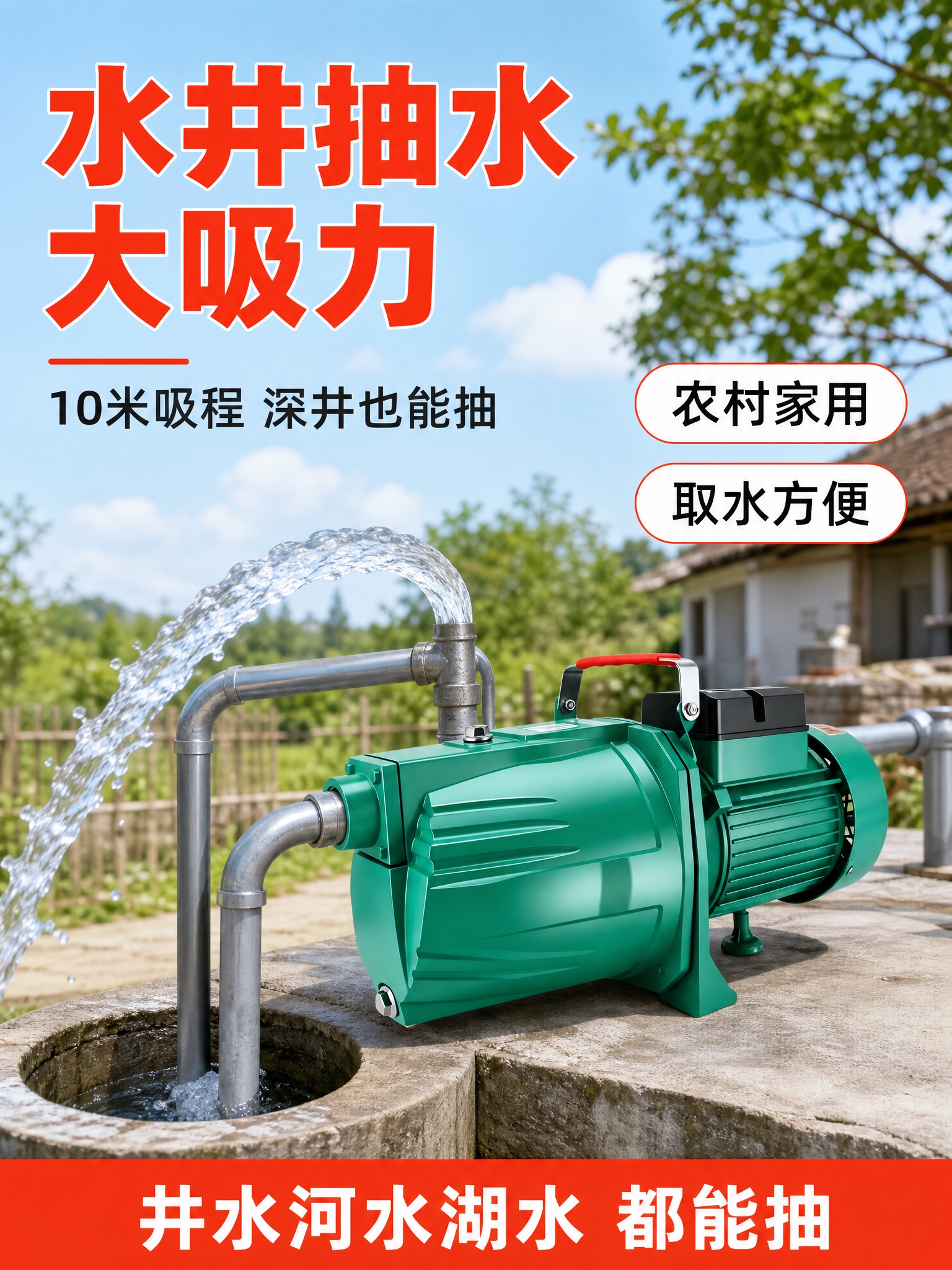 [商品] 使用【图1】绿色自吸喷射泵；保留泵体全部结构、颜色和… - 图片创意预览