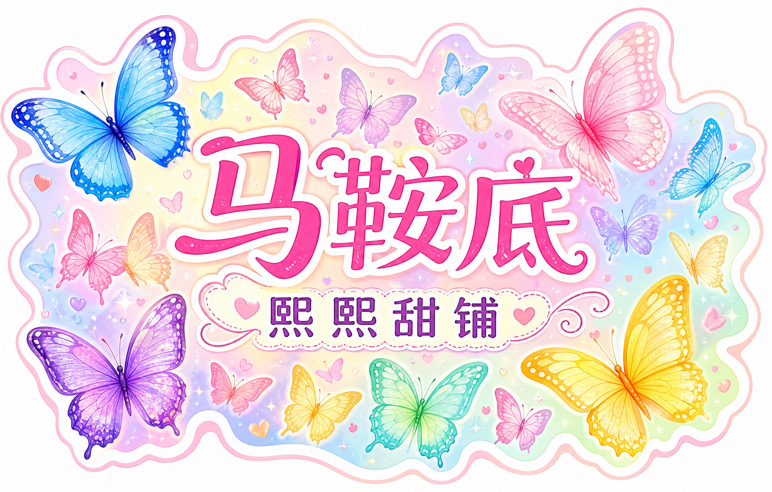 横版不规则形状贴纸设计，尺寸比例11:7，主标题文字"马鞍底"… - 图片创意预览