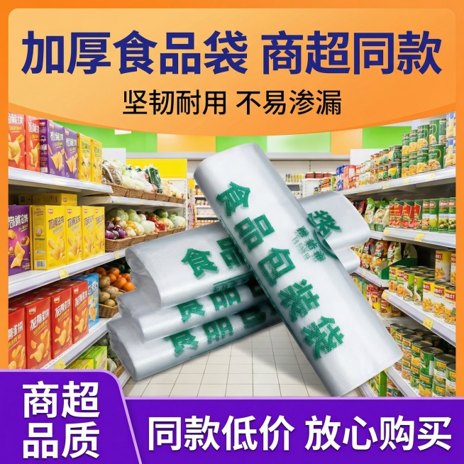 我的产品是食品包装袋，帮我做50张拼多多风格的主图预览效果