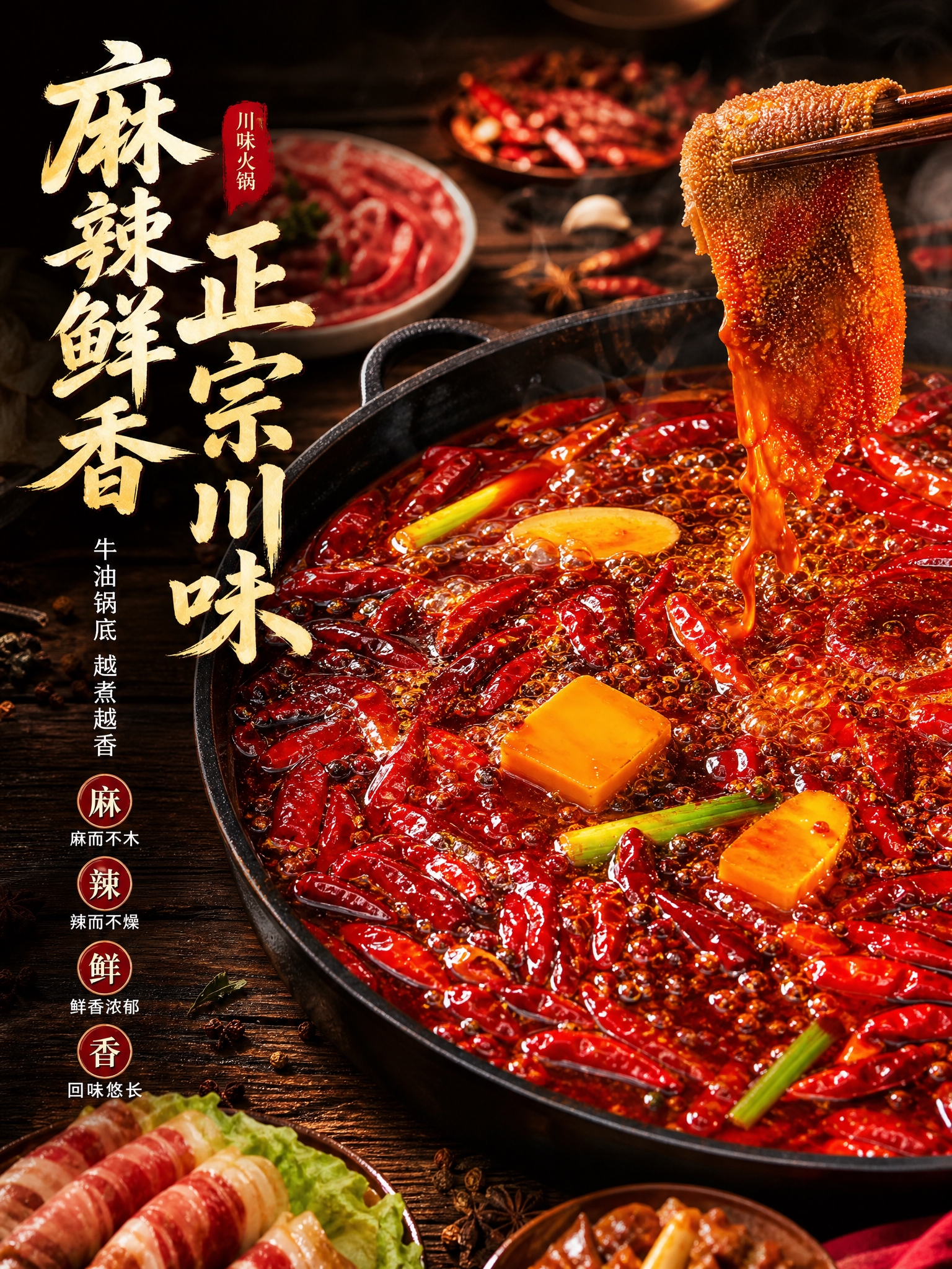 [主图-4] 锅底口味卖点图，任务是突出麻辣鲜香的正宗川味火锅… - 图片创意预览