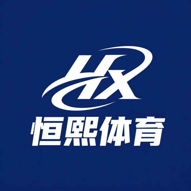 将image1的HX LOGO和image2宣传中的恒熙体育四个字，组合为上下结构，HX在上，恒熙体育在下，保持蓝色背景和白色字体风格一致预览效果