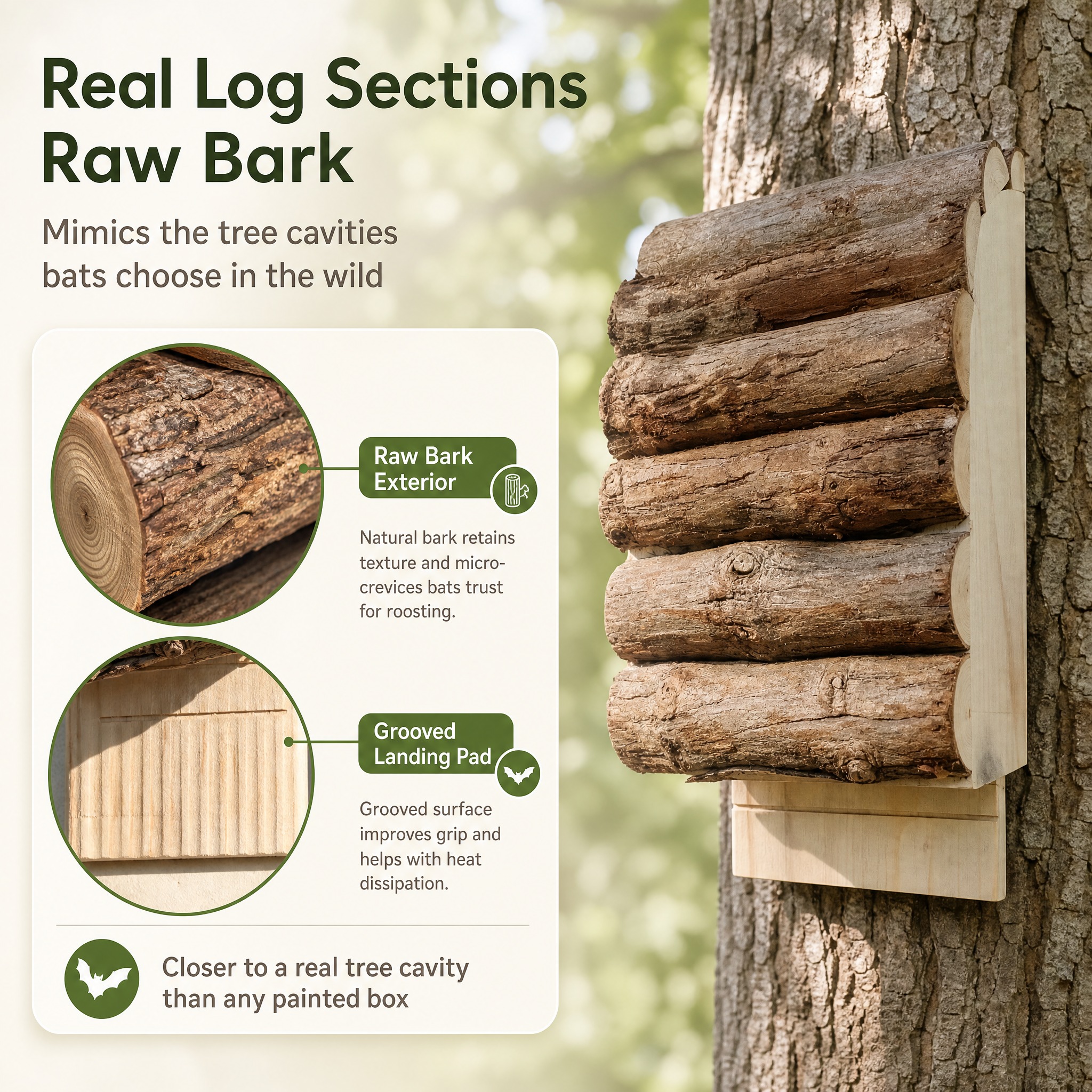 [主图-2] Natural Log Bat Shelter… - 图片创意预览