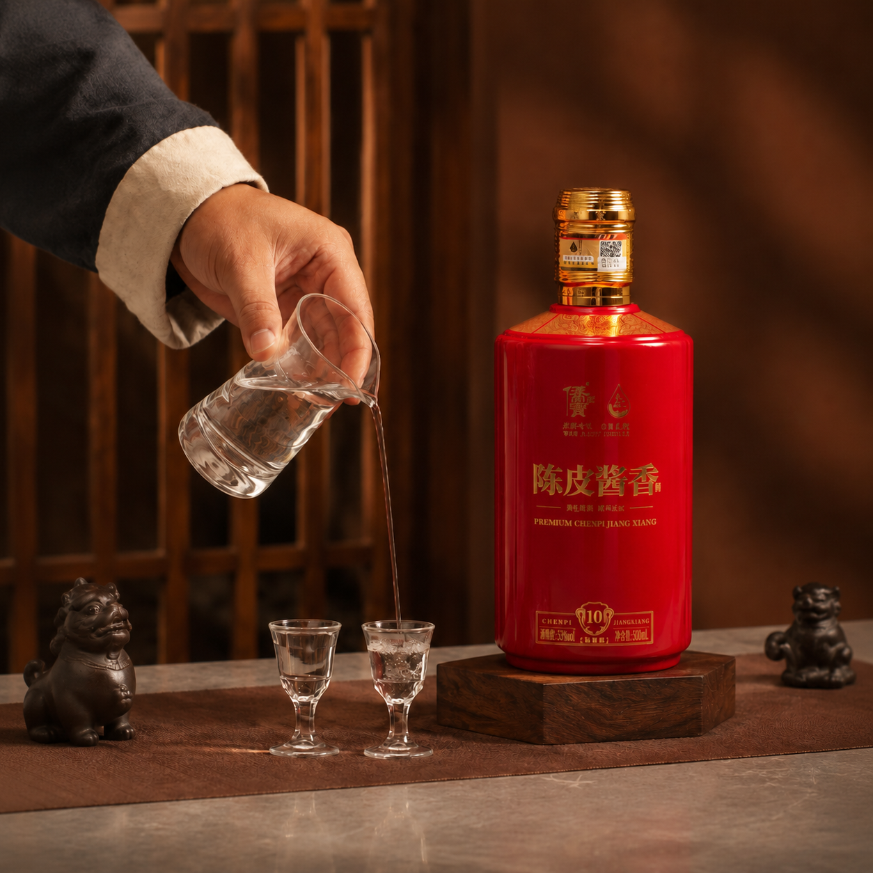 保持画面所有元素、构图、光影、风格、酒瓶细节、倒酒动作完全不变… - 图片创意预览