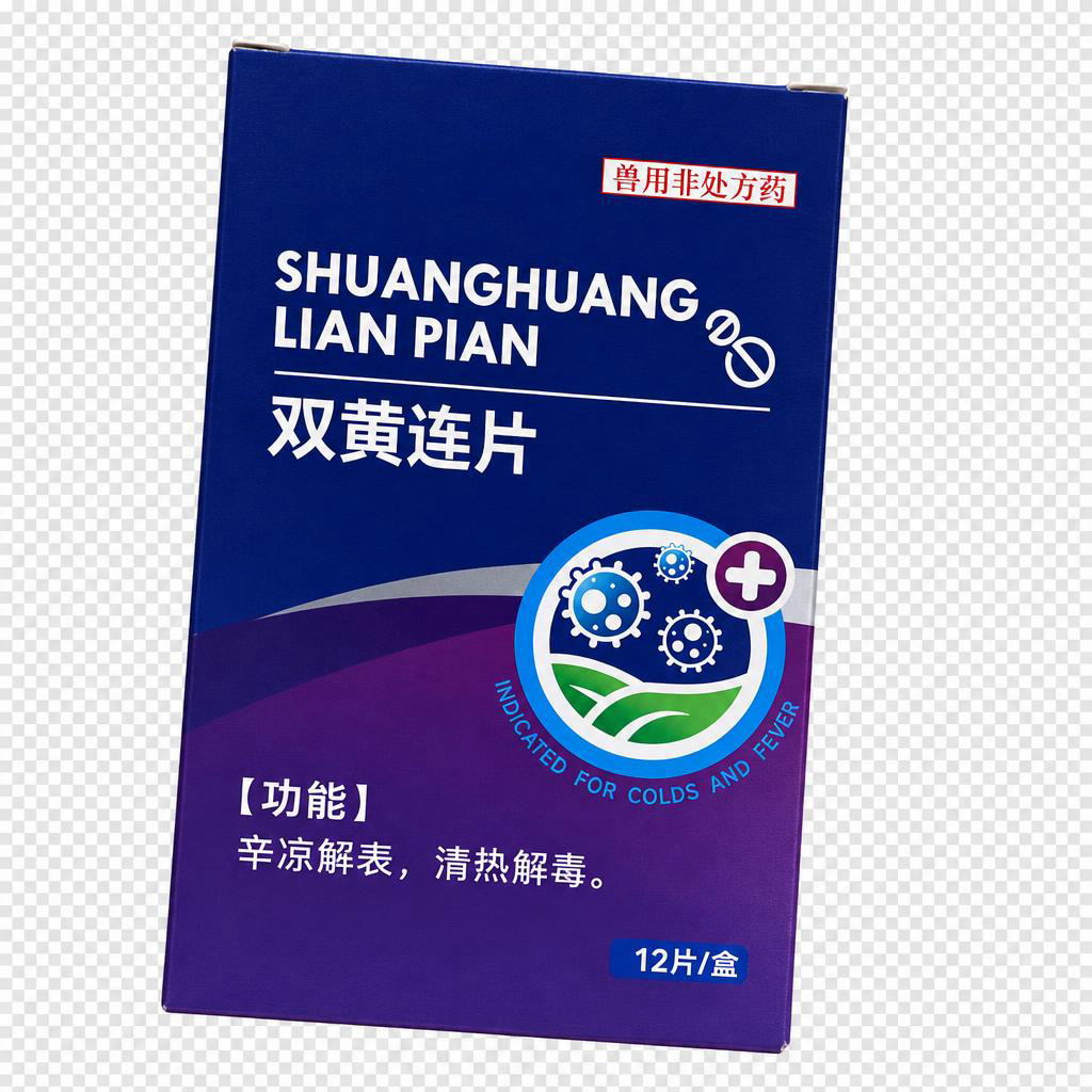 对图中的双黄连片药盒产品进行专业商业级产品精修，最终输出为透明… - 图片创意预览