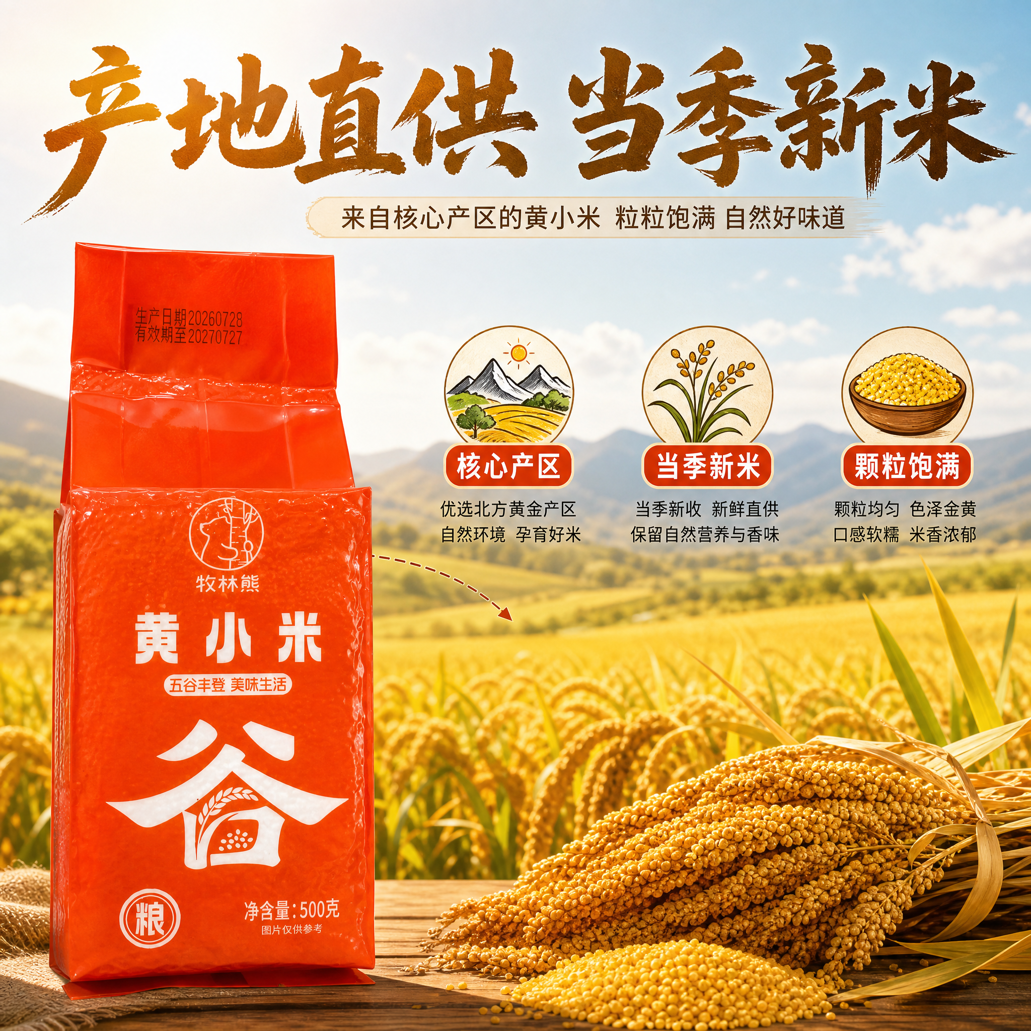 [主图-2] 黄小米产地溯源图 核心亮点展示 突出产地直供品质… - 图片创意预览