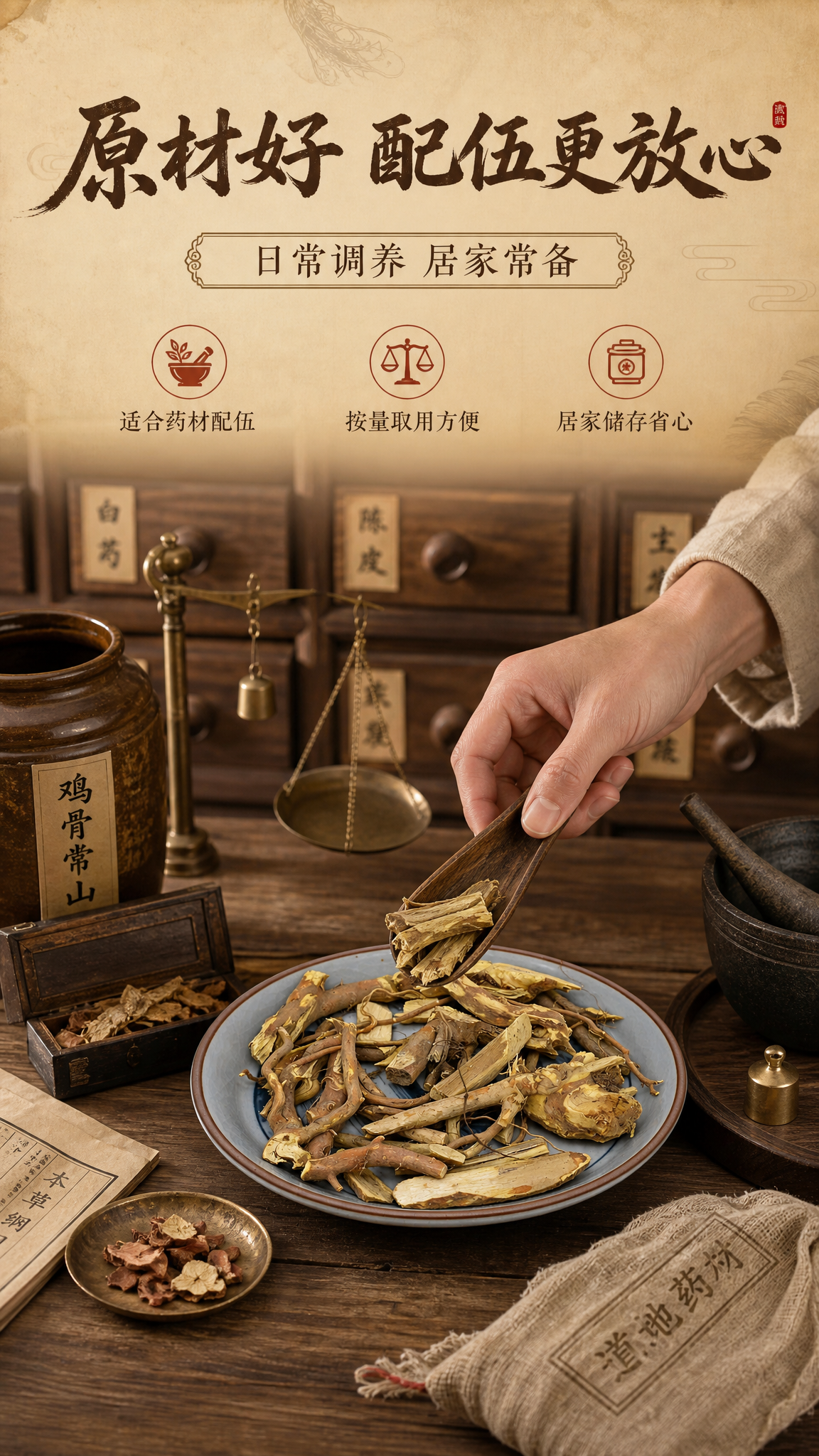 [商品] 使用【图1】鸡骨常山药材，保留瓷盘外观、药材棕黄色、… - 图片创意预览