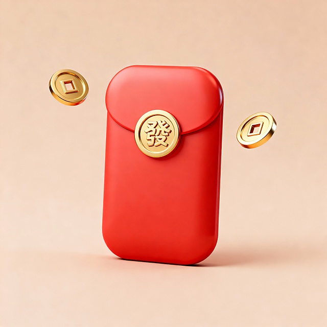 这个基本符和要求了，让铜钱漂浮在红包左右，铜钱的样式简洁一点