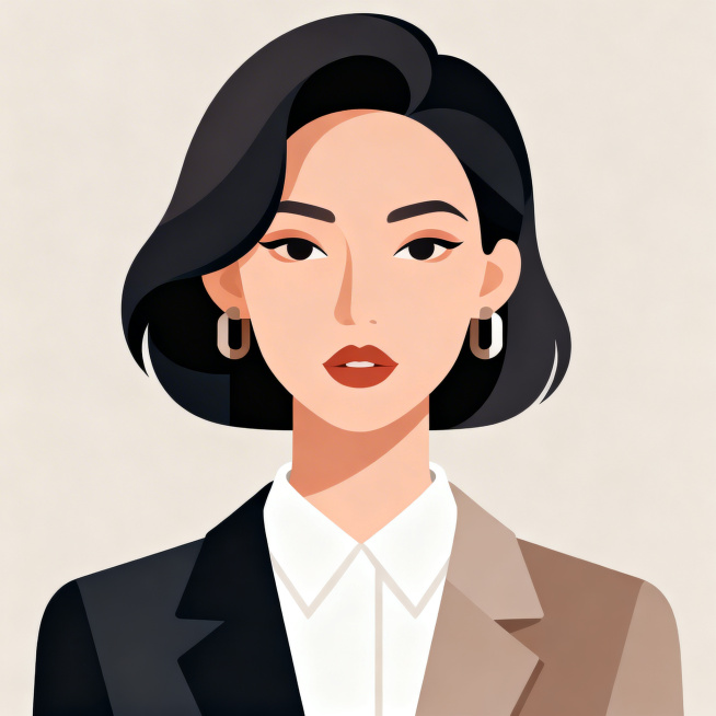 设计一个靓丽美女主题的图标icon，时尚优雅风格，精致五官，搭配简约时尚服饰，高级莫兰迪配色，造型精致干练适合做图标预览效果