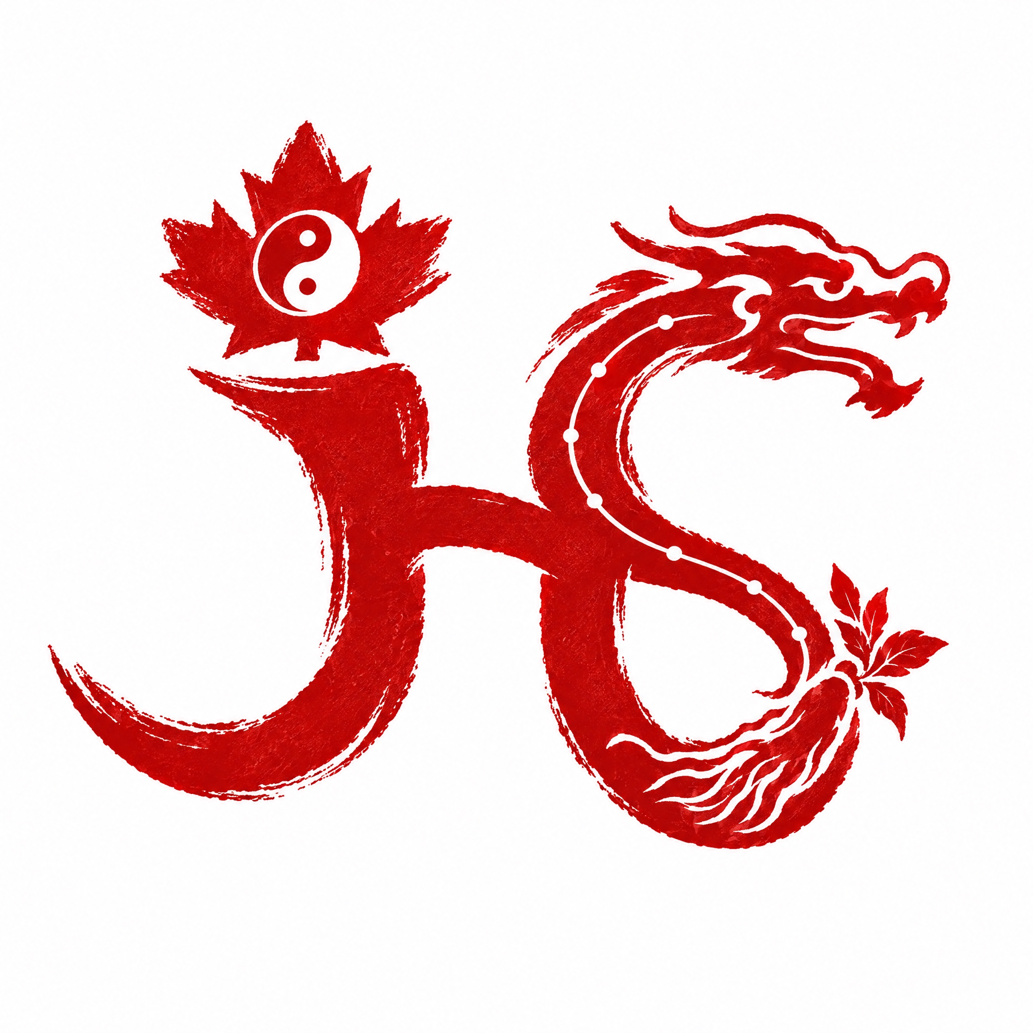 基于参考图中的加华集团logo（红色枫叶+中国龙+JH字母组合… - 图片创意预览