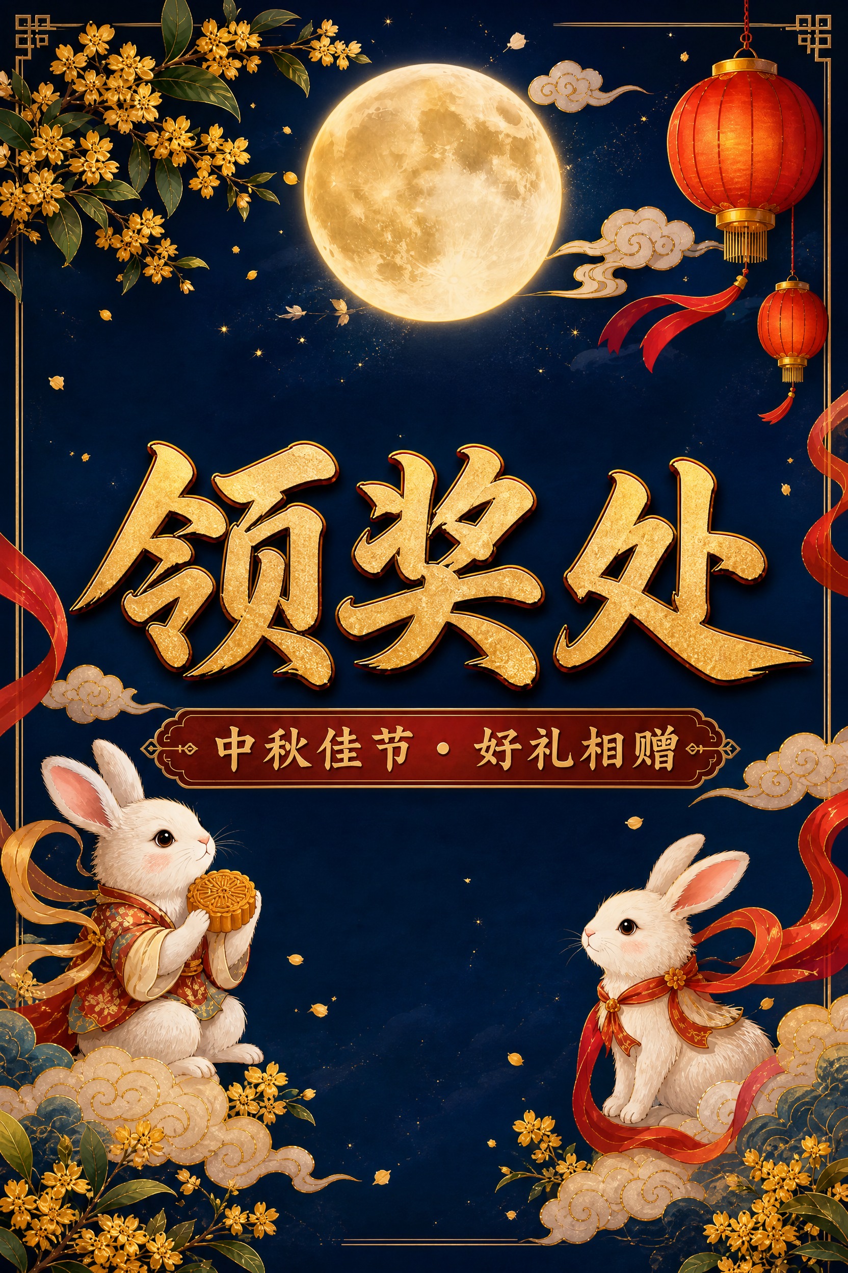 基于参考图重新生成，简化画面内容。保留国风新中式工笔画风，深蓝… - 图片创意预览