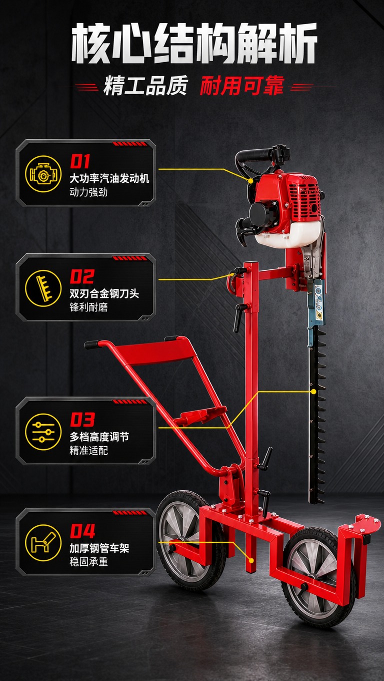 [商品] 使用【图1】红色手推式汽油绿篱修剪机；保留红色金属车… - 图片创意预览