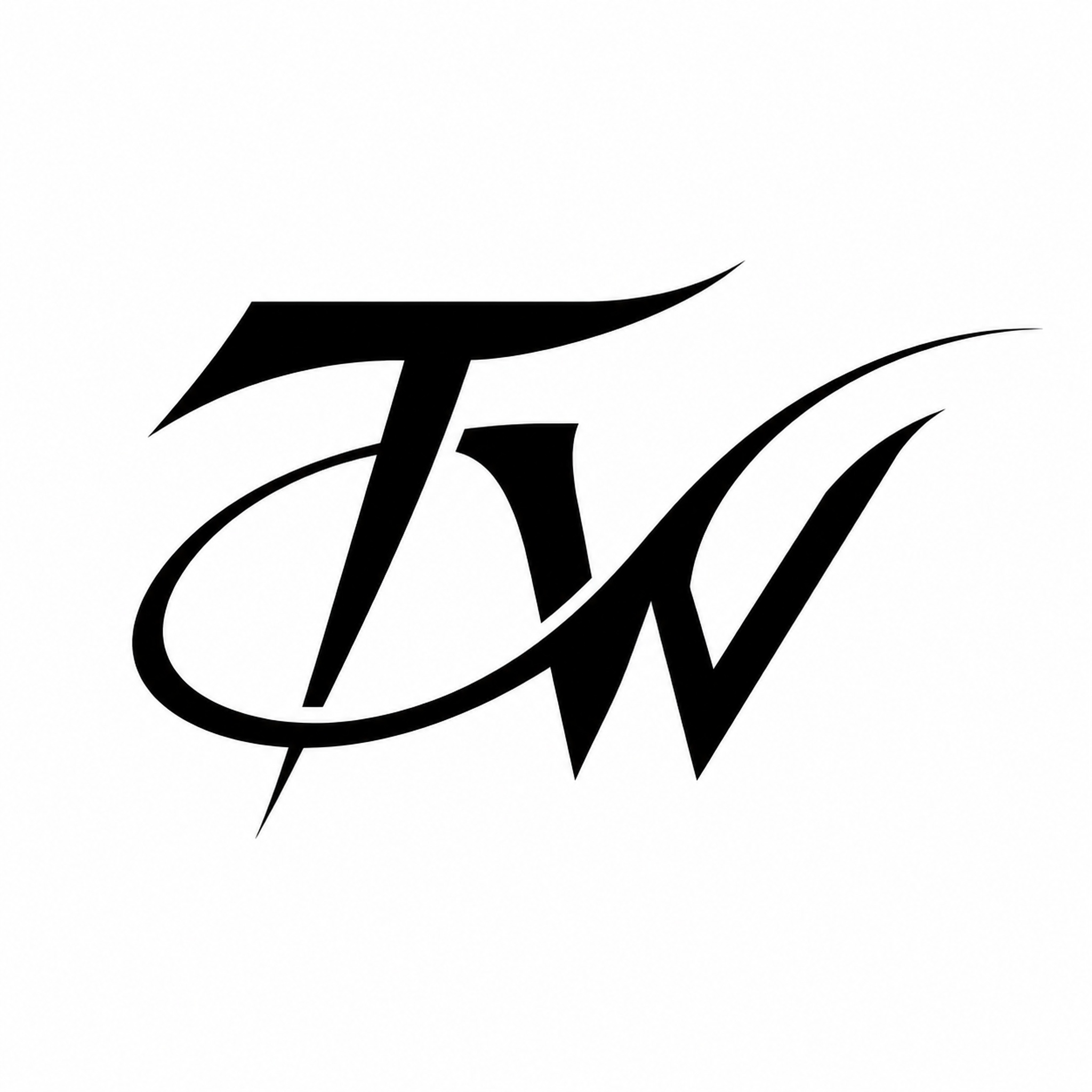 黑色字体，白色背景，干净的背景，创意无衬线字体设计两个字"TW… - 图片创意预览