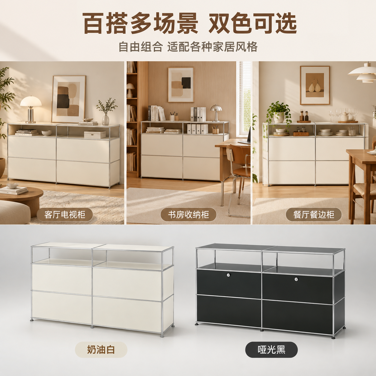 [主图-4] 多场景适配与多色展示，体现产品百搭属性和颜色选择… - 图片创意预览
