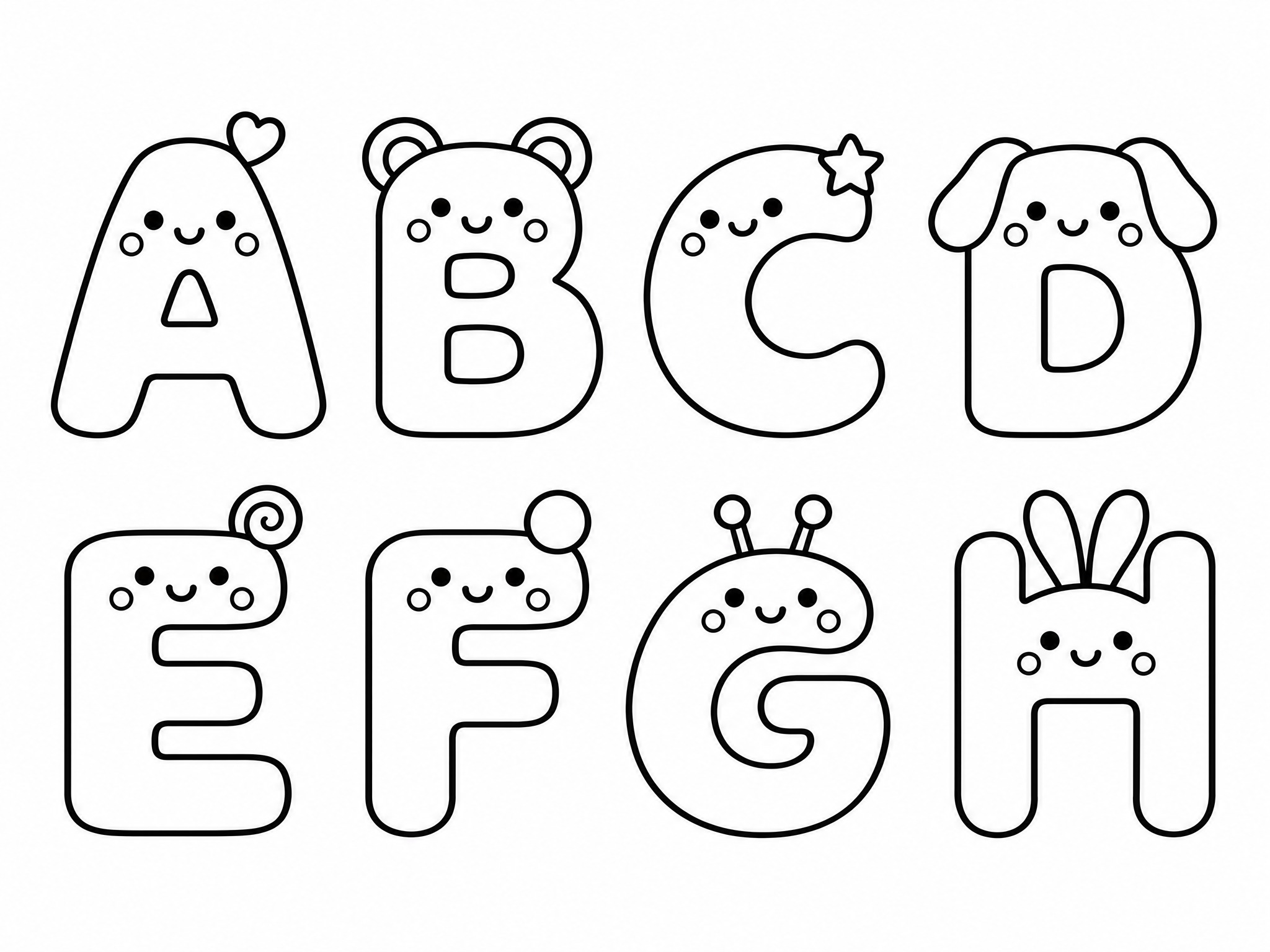 参考图中的A到H两行字母线稿（第一行ABCD，第二行EFGH）… - 图片创意预览