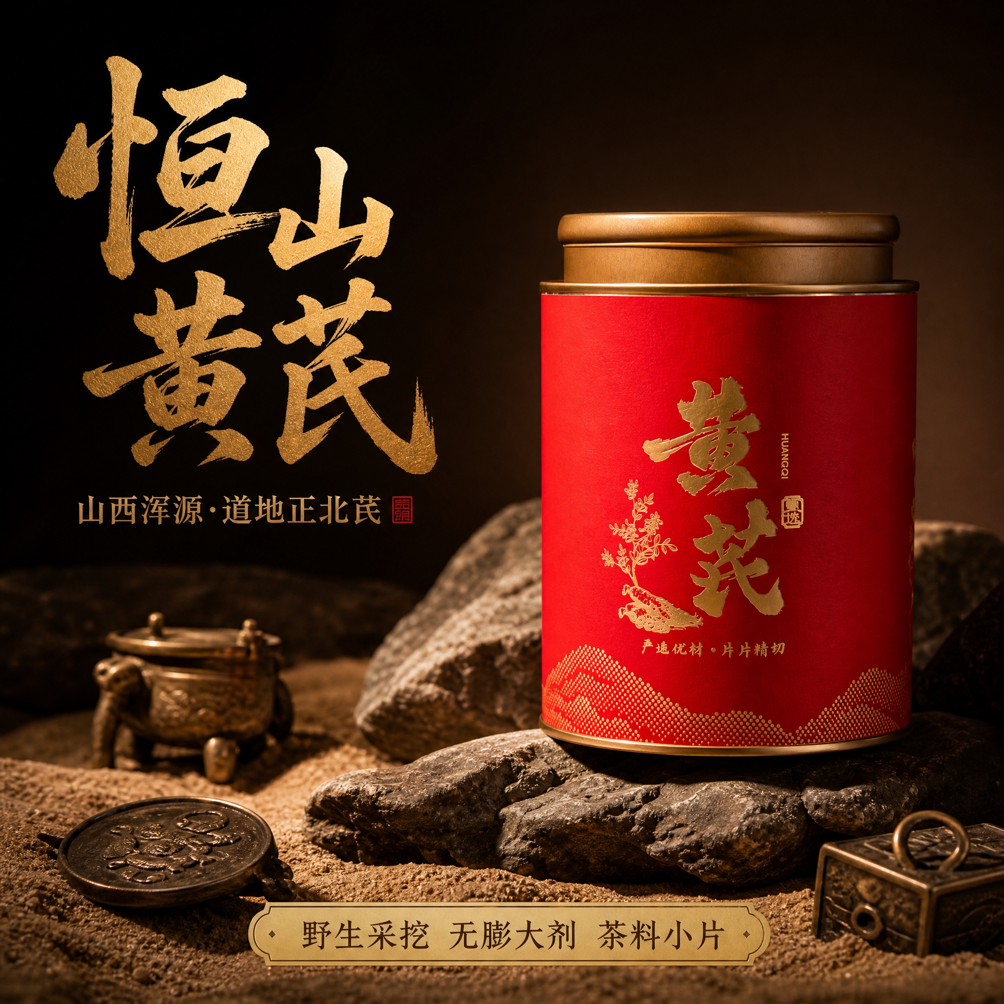 淘宝天猫电商主图，1:1正方形，高端暗调沙漠岩石质感风格，参考… - 图片创意预览