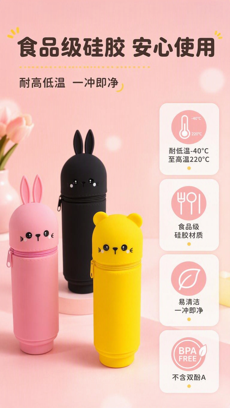 [商品] 使用【图2】黄色小熊和黄色小兔硅胶笔袋、【图3】多色… - 图片创意预览
