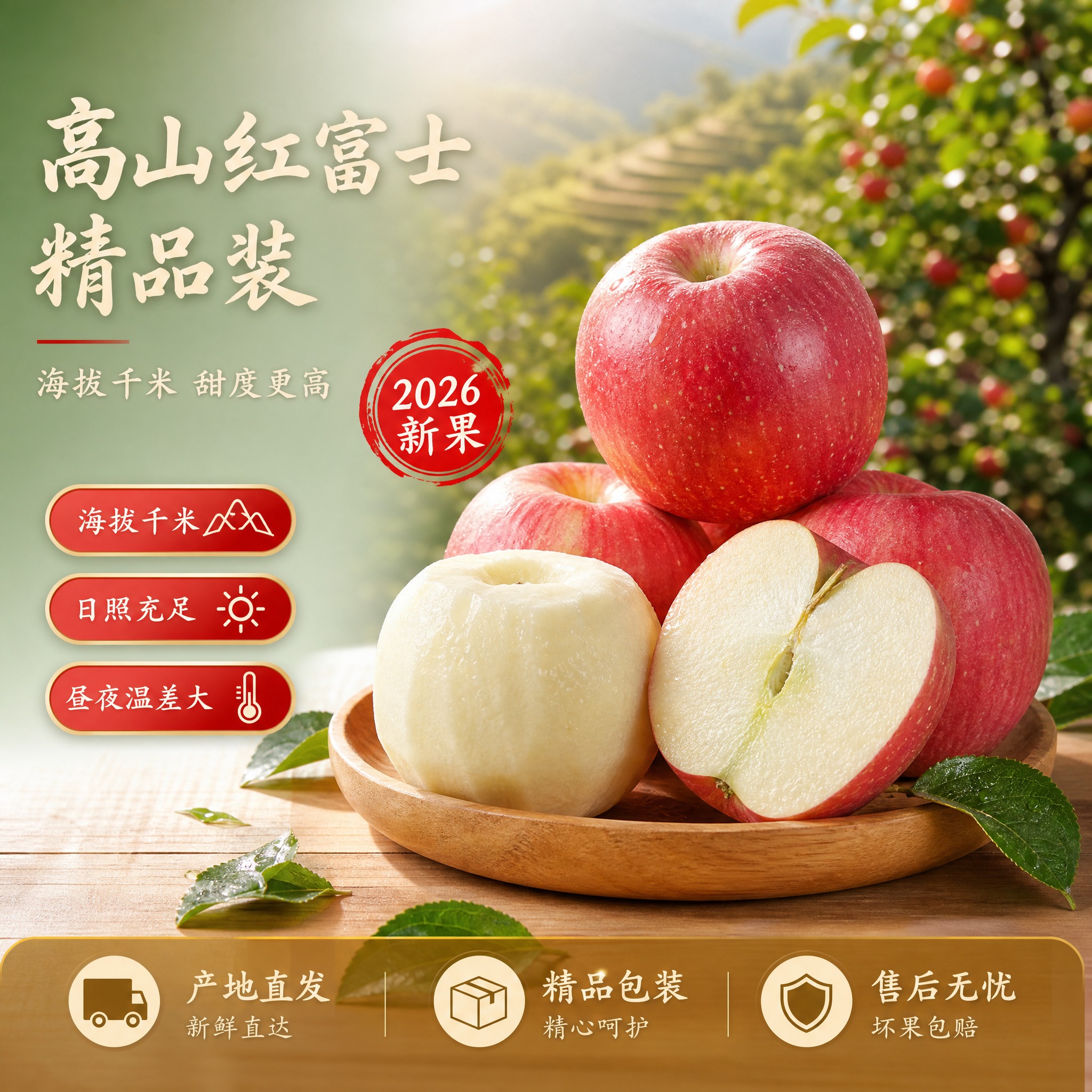 [主图-5] 陕西红富士苹果精品主图，版本10带皮+去皮+带皮… - 图片创意预览
