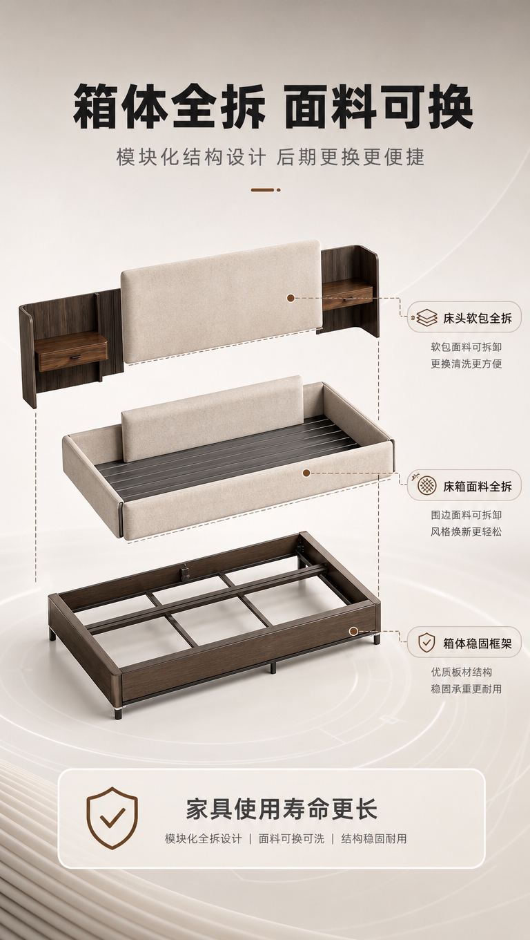 [商品] 使用【图1】床的整体轮廓+【图2】箱体结构示意，保留… - 图片创意预览