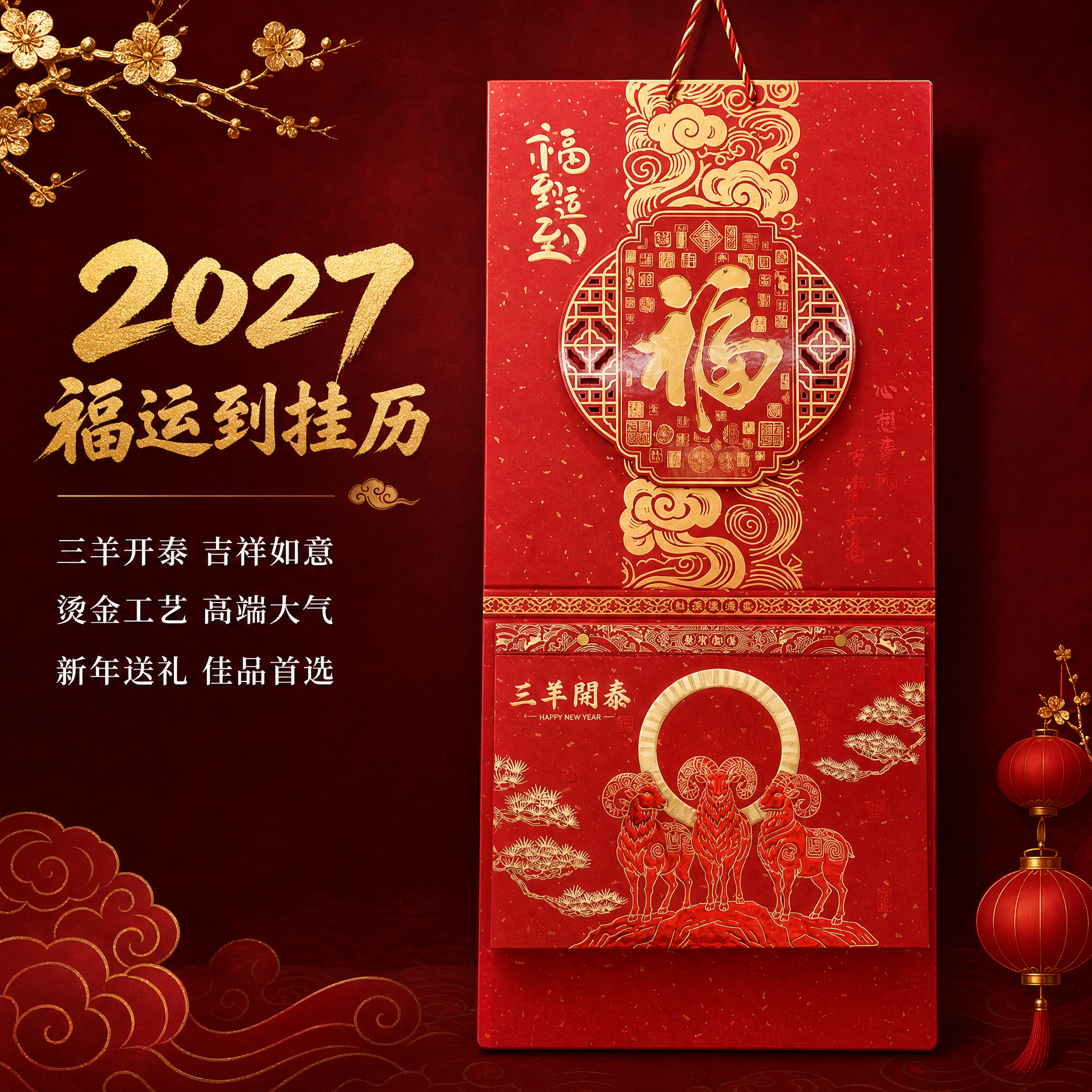 [主图-1] 产品身份首图，展示2027年福运到三羊开泰挂历整… - 图片创意预览