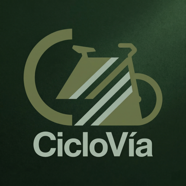 保留原极简设计结构，重新为CicloVía单车logo搭配更高级的自然绿色系配色，体现户外骑行活力，图形和字体结构保持不变，仅更换配色，风格依然简约高级预览效果