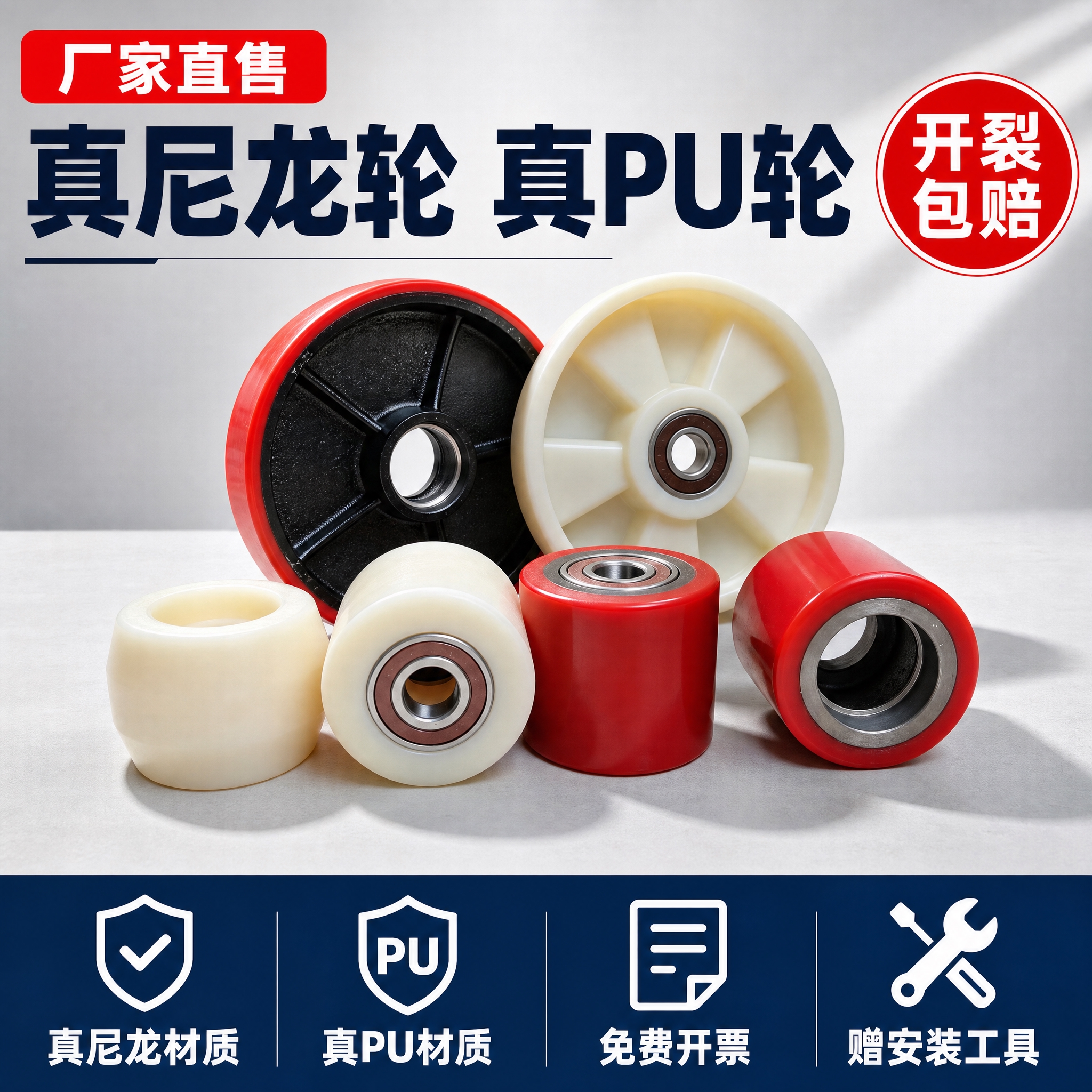[单张主图] 为工业脚轮替换轮（真尼龙轮/真PU轮）生成1张淘… - 图片创意预览