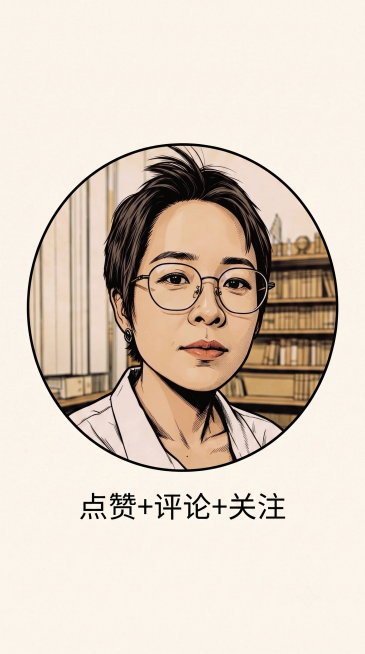 将图片中的照片裁剪成圆形，放置在画面正中间，保持原来的美式漫画风格；在圆形图片下方，居中添加文字“点赞+评论+关注”，整体保持简洁干净，背景为浅色。预览效果