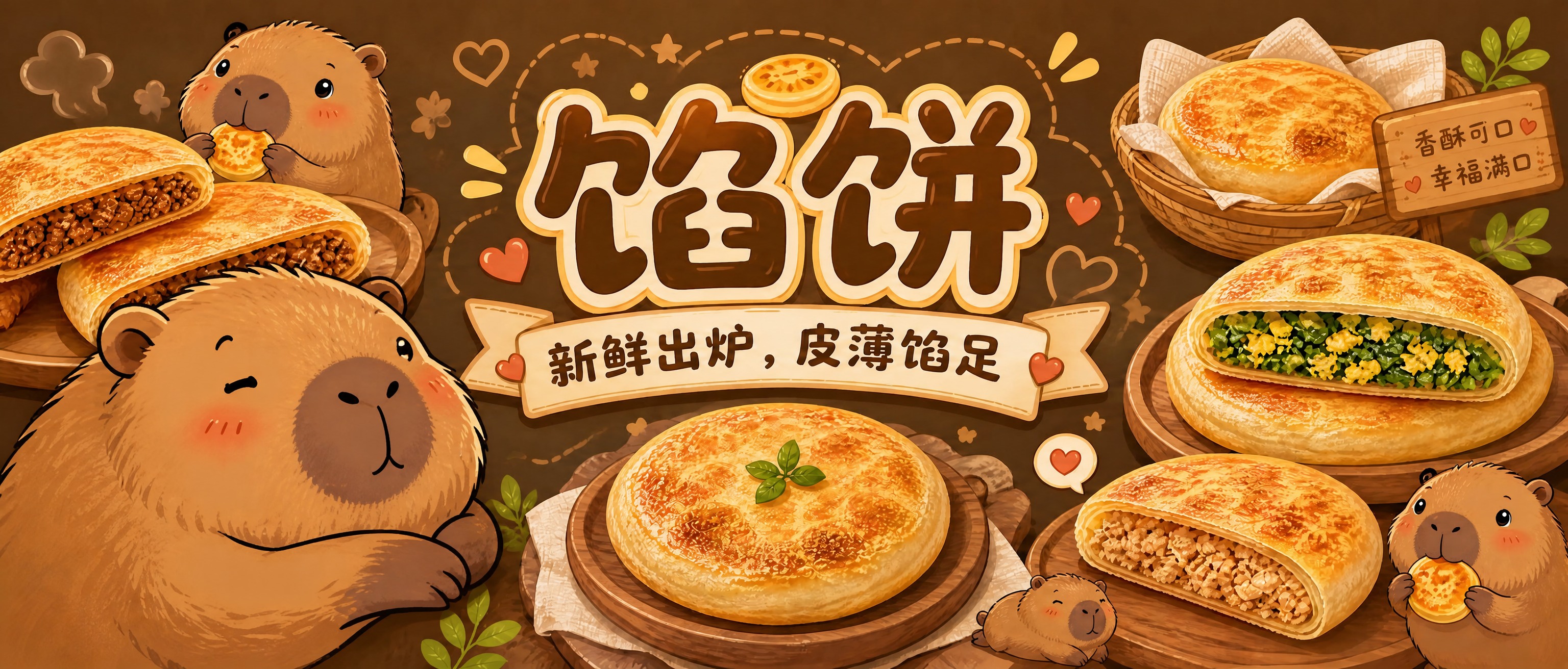 将海报左下角的卡通卡皮巴拉（水豚）形象放大，使其尺寸变大，盖住… - 图片创意预览